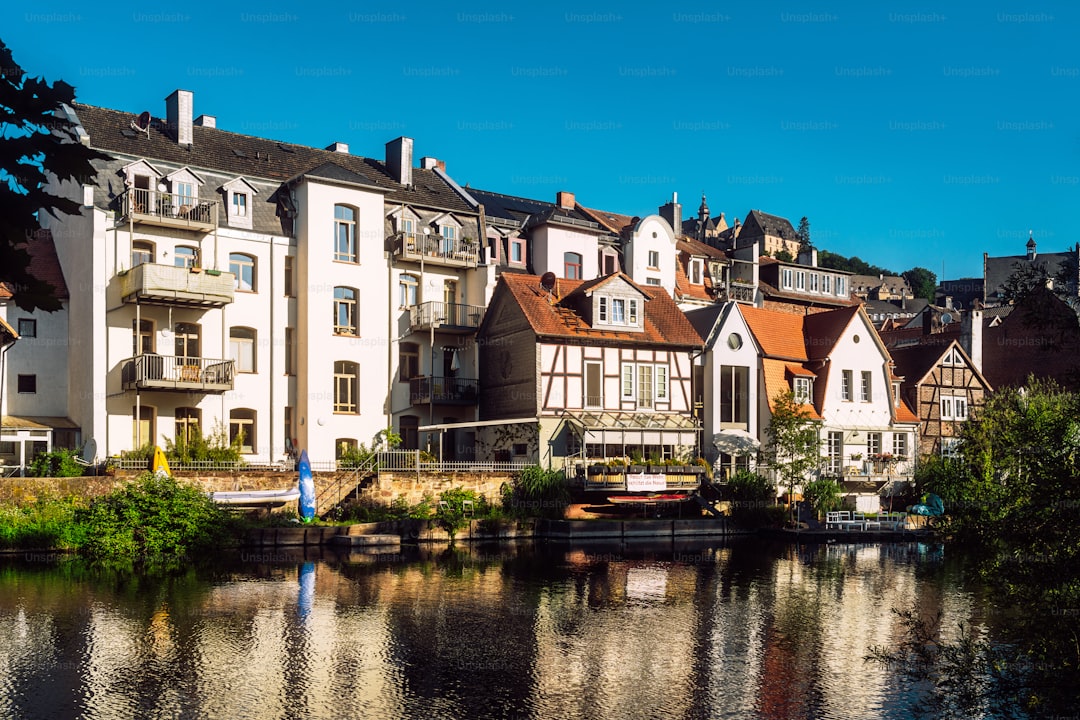 summer morning: Historic Marburg viewed over Lahn river<p></figure>Marburg, Germany