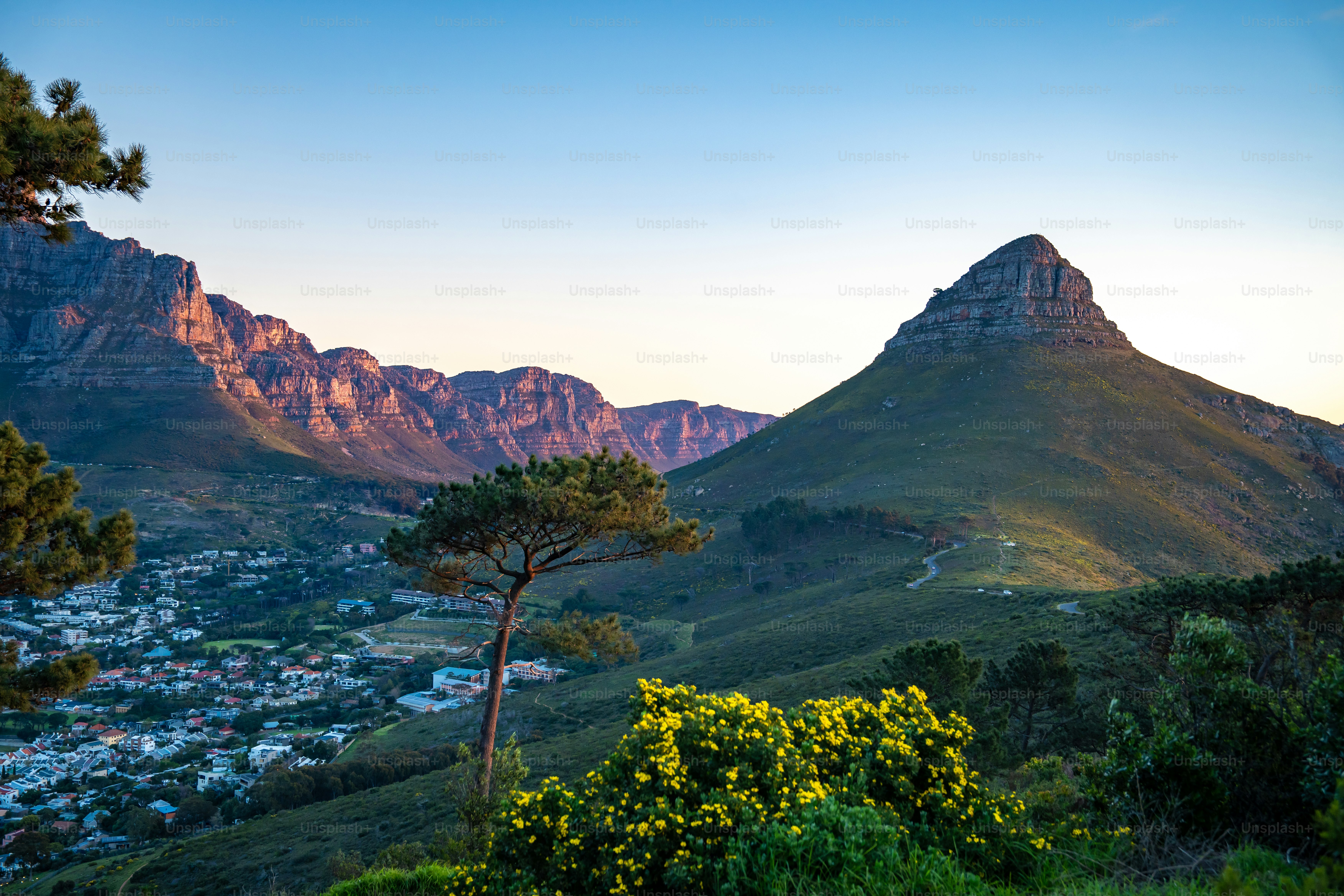 Signal Hill sunset viewpoint over Cape Town in Western Cape, South Africa. High quality photo