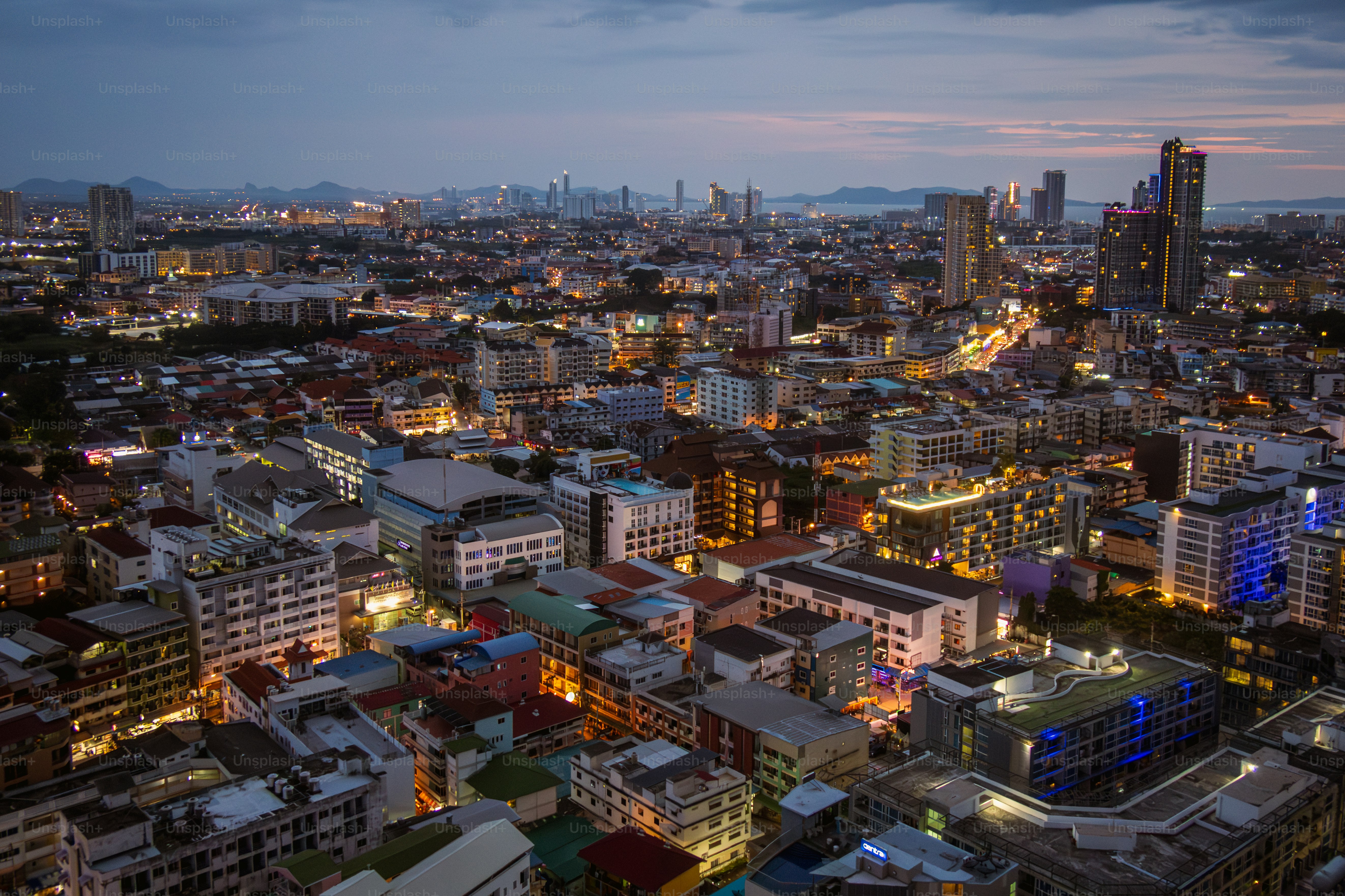 Pattaya rooftop view cityscape sunset Thailand