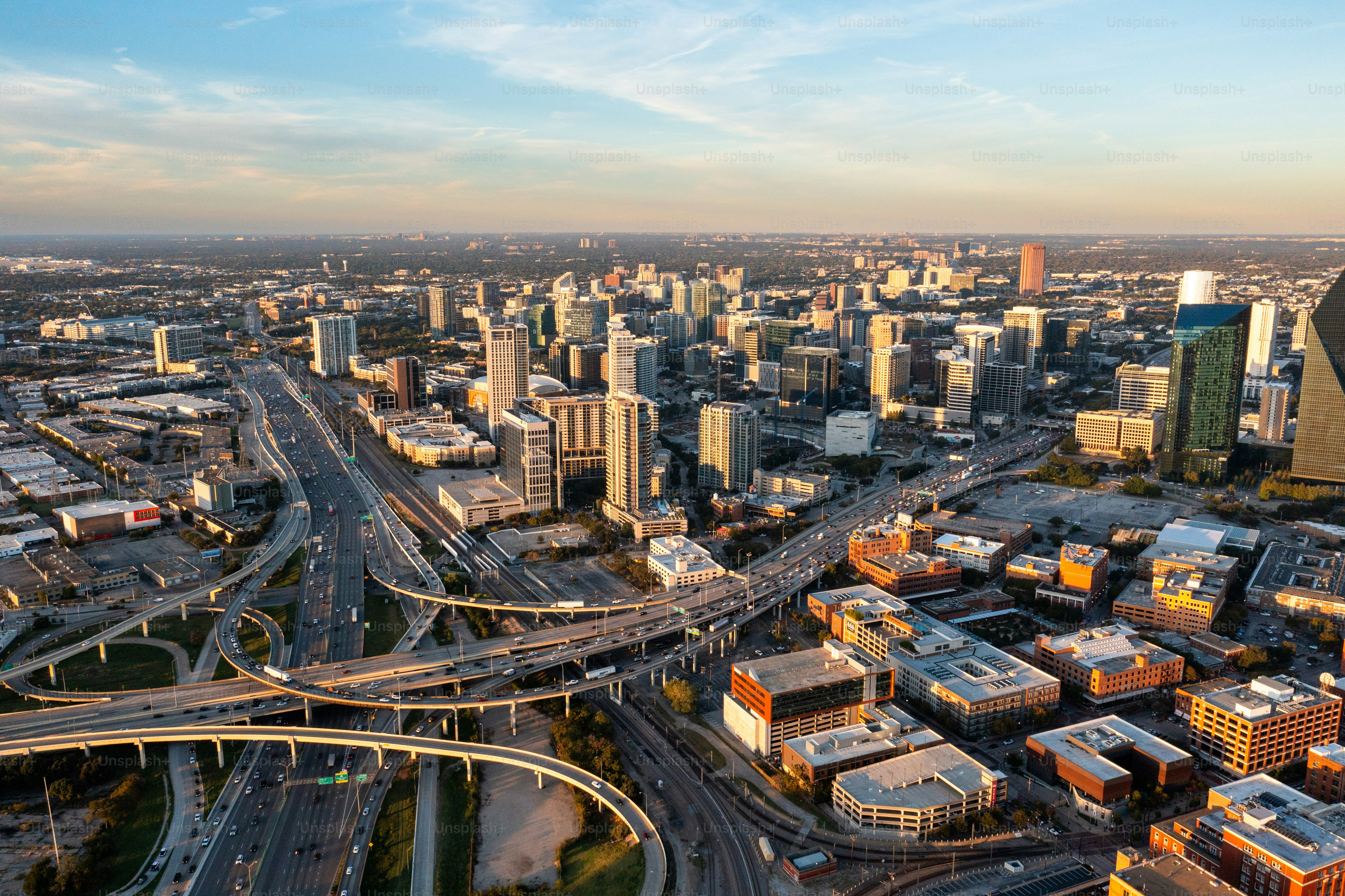 Aerial Drone Image over downtown Dallas, Texas