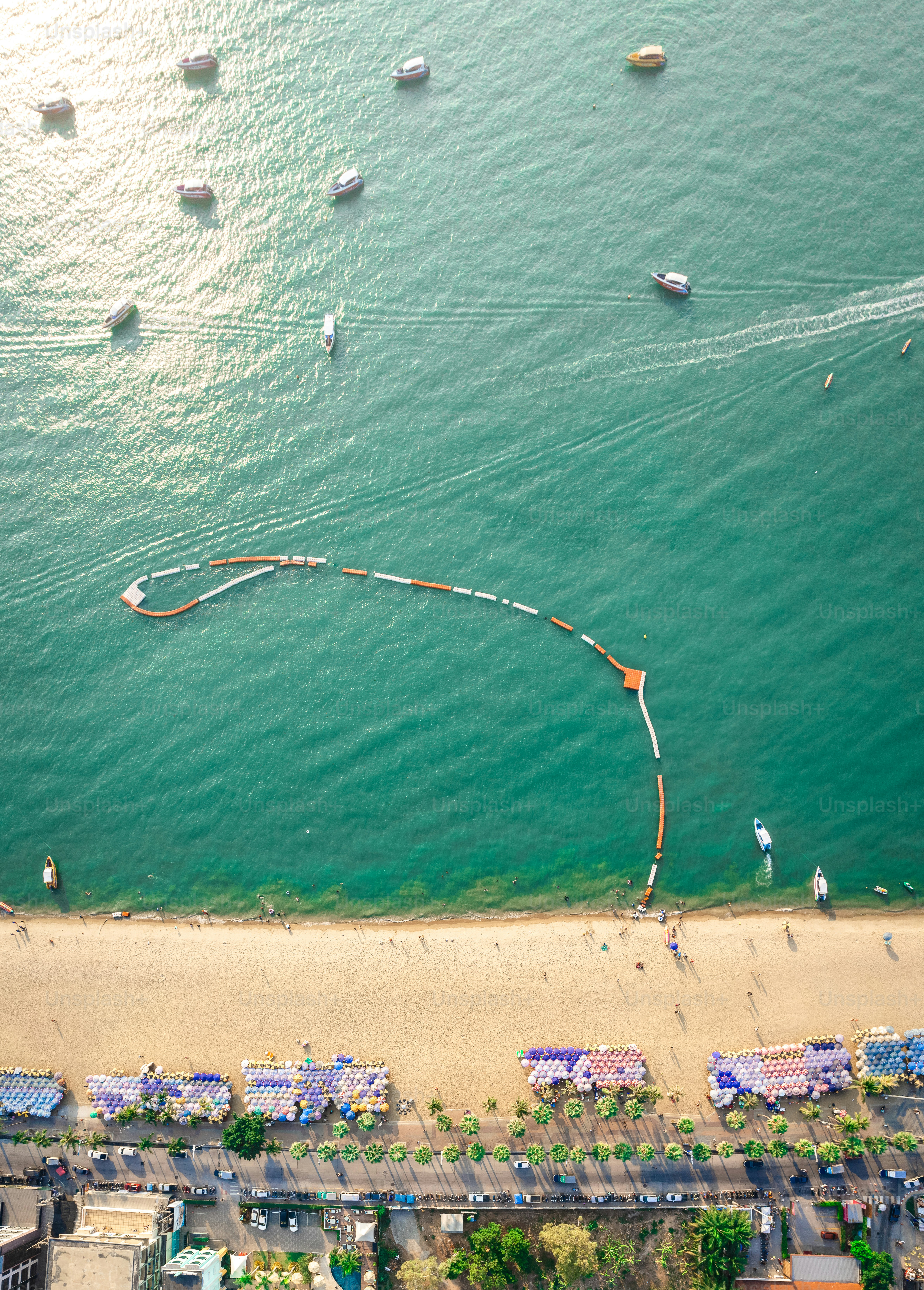 Aerial view of Central Pattaya beach in Chonburi, Thailand, south east asia