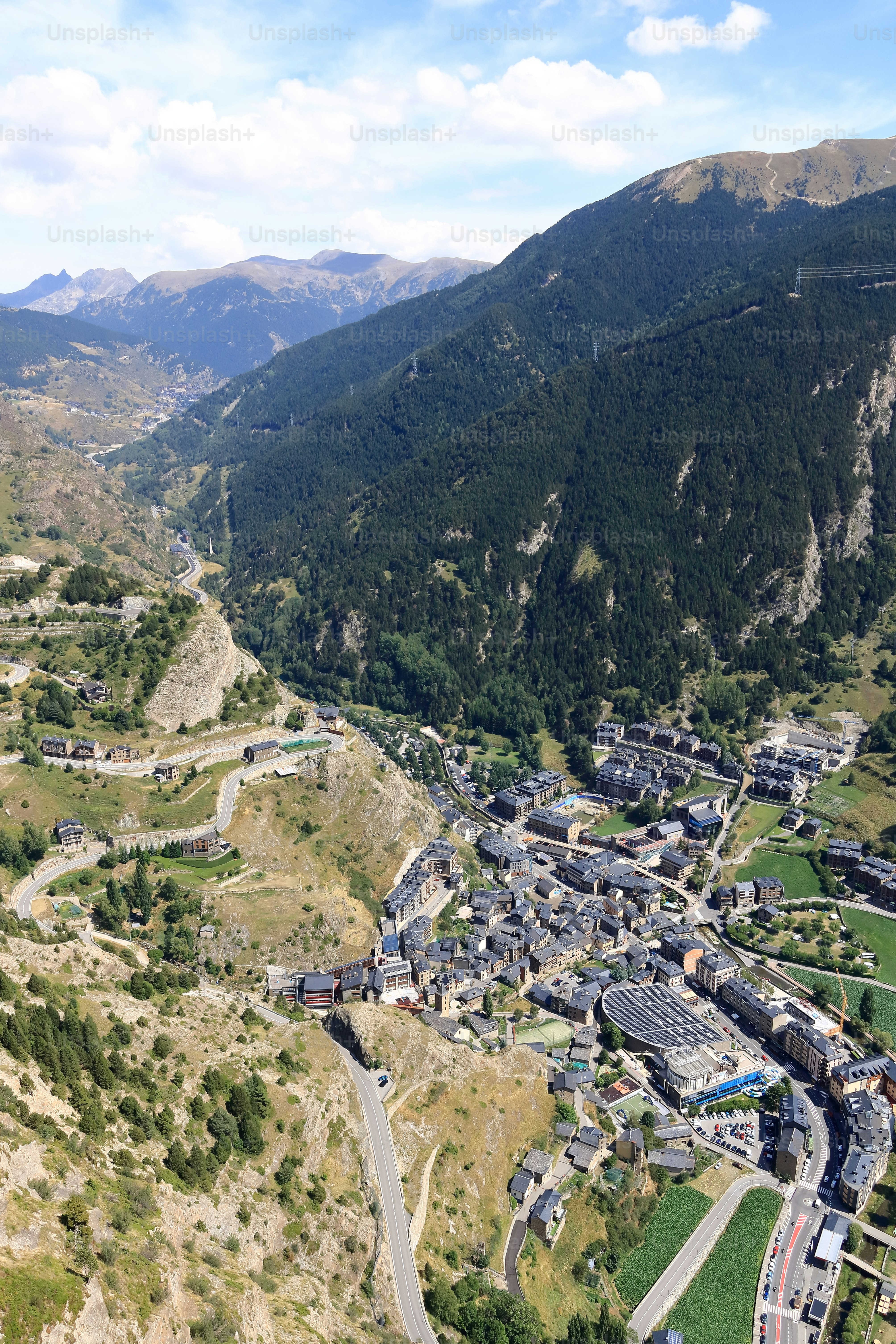 the Cityscape of Canillo in summer, Andorra