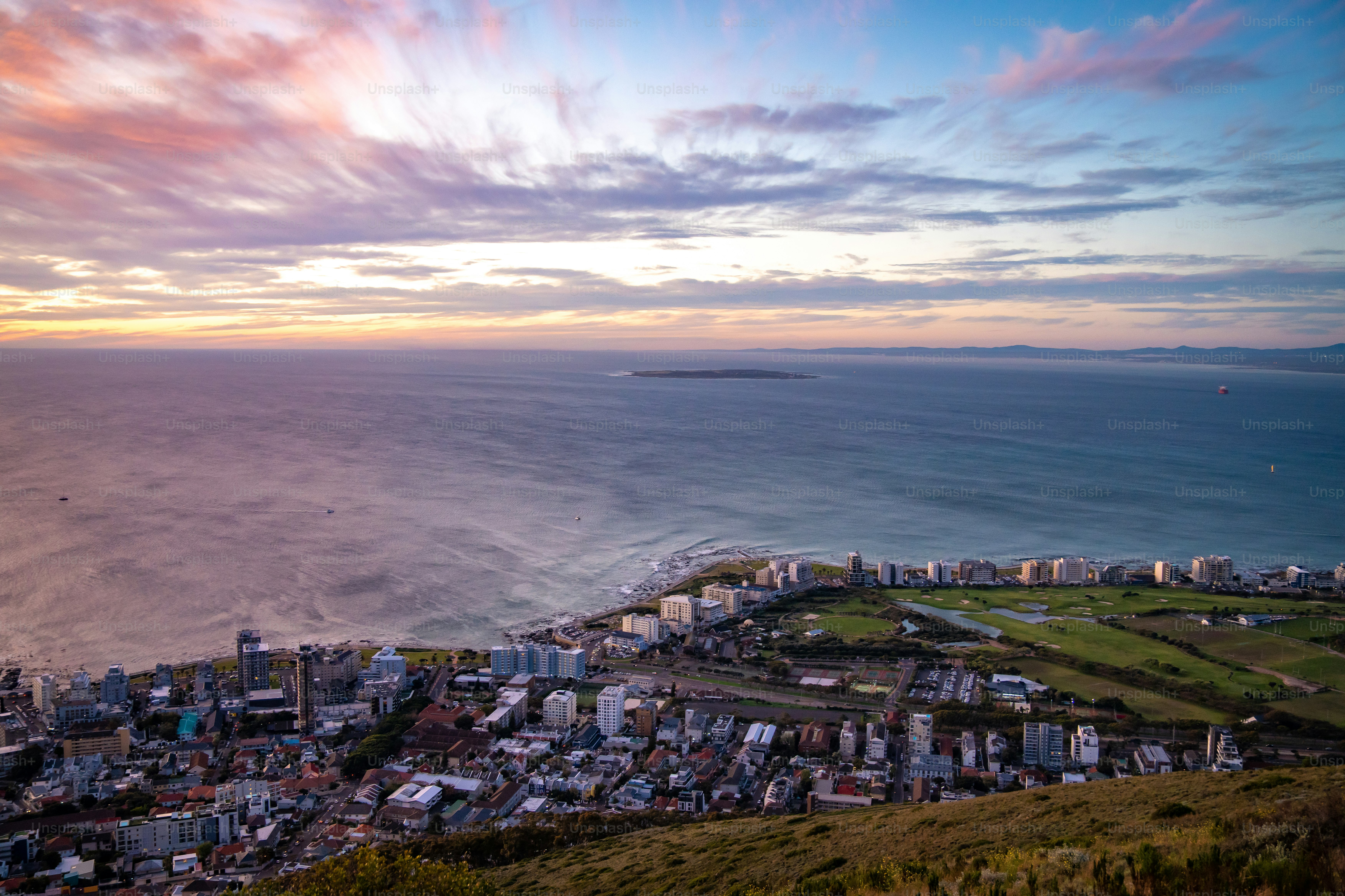 Signal Hill sunset viewpoint over Cape Town in Western Cape, South Africa. High quality photo