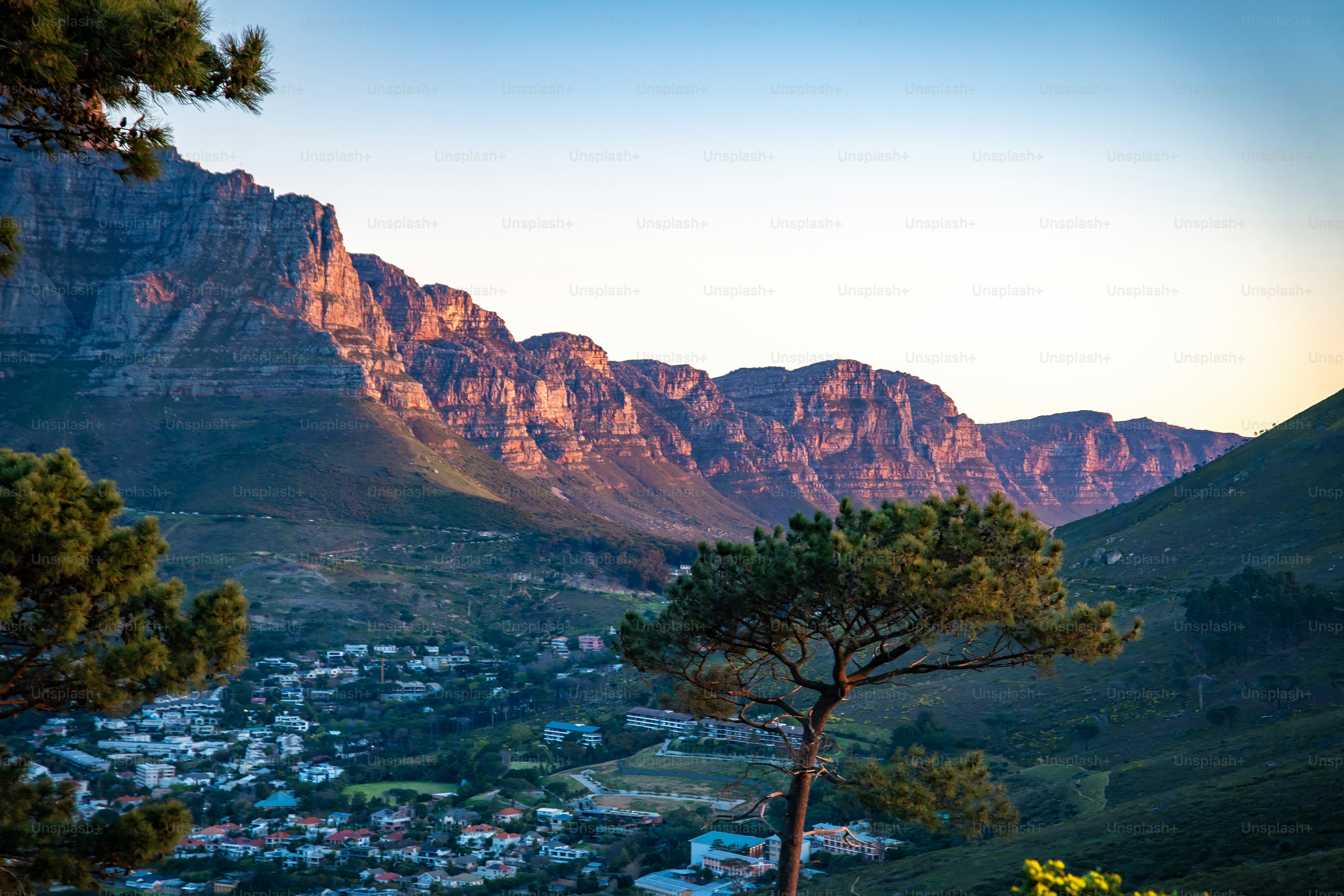 Signal Hill sunset viewpoint over Cape Town in Western Cape, South Africa. High quality photo