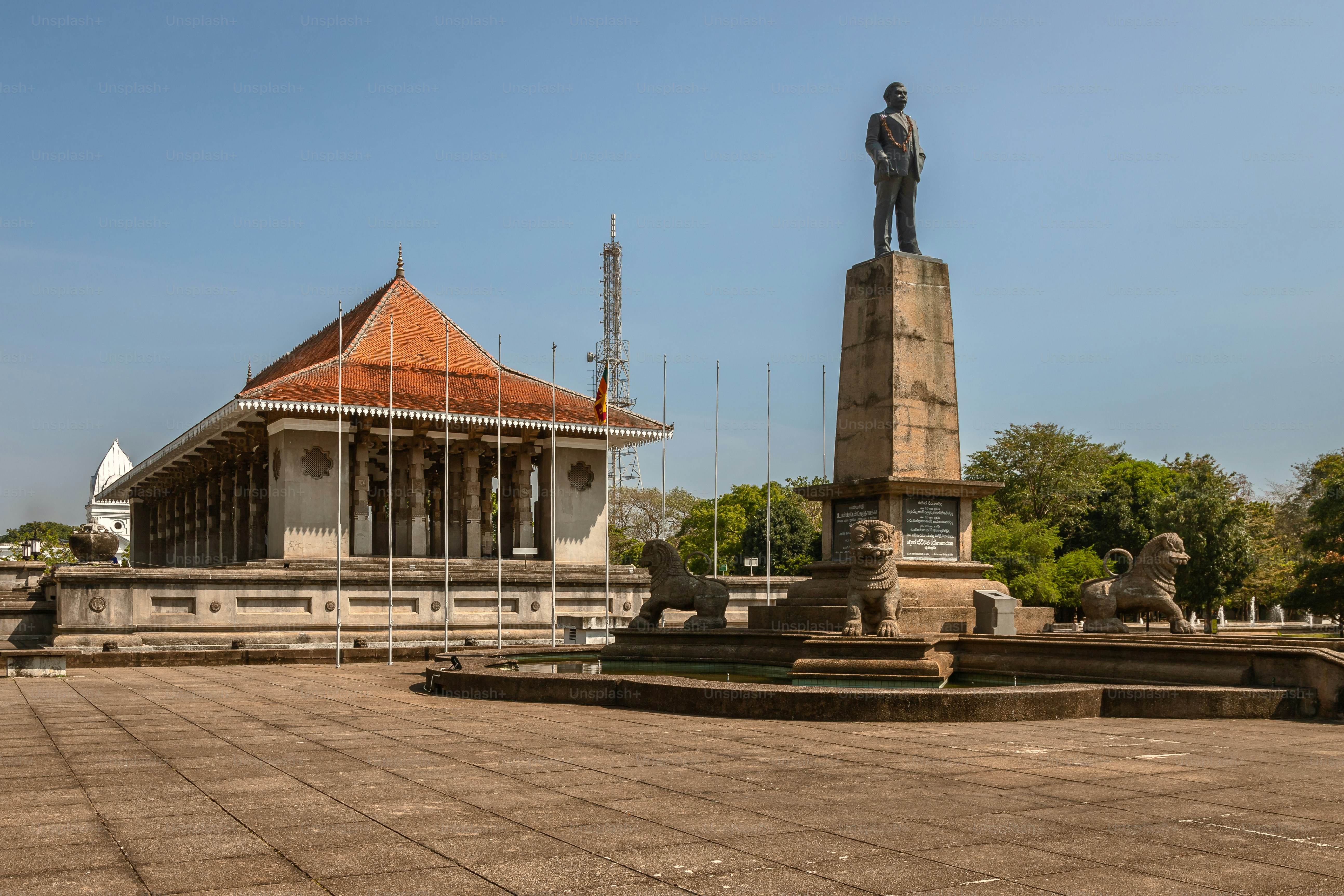 Paparan Independence Memorial Hall di Kolombo, sebuah monumen nasional yang dibangun untuk memperingati kemerdekaan Sri Lanka, 1948