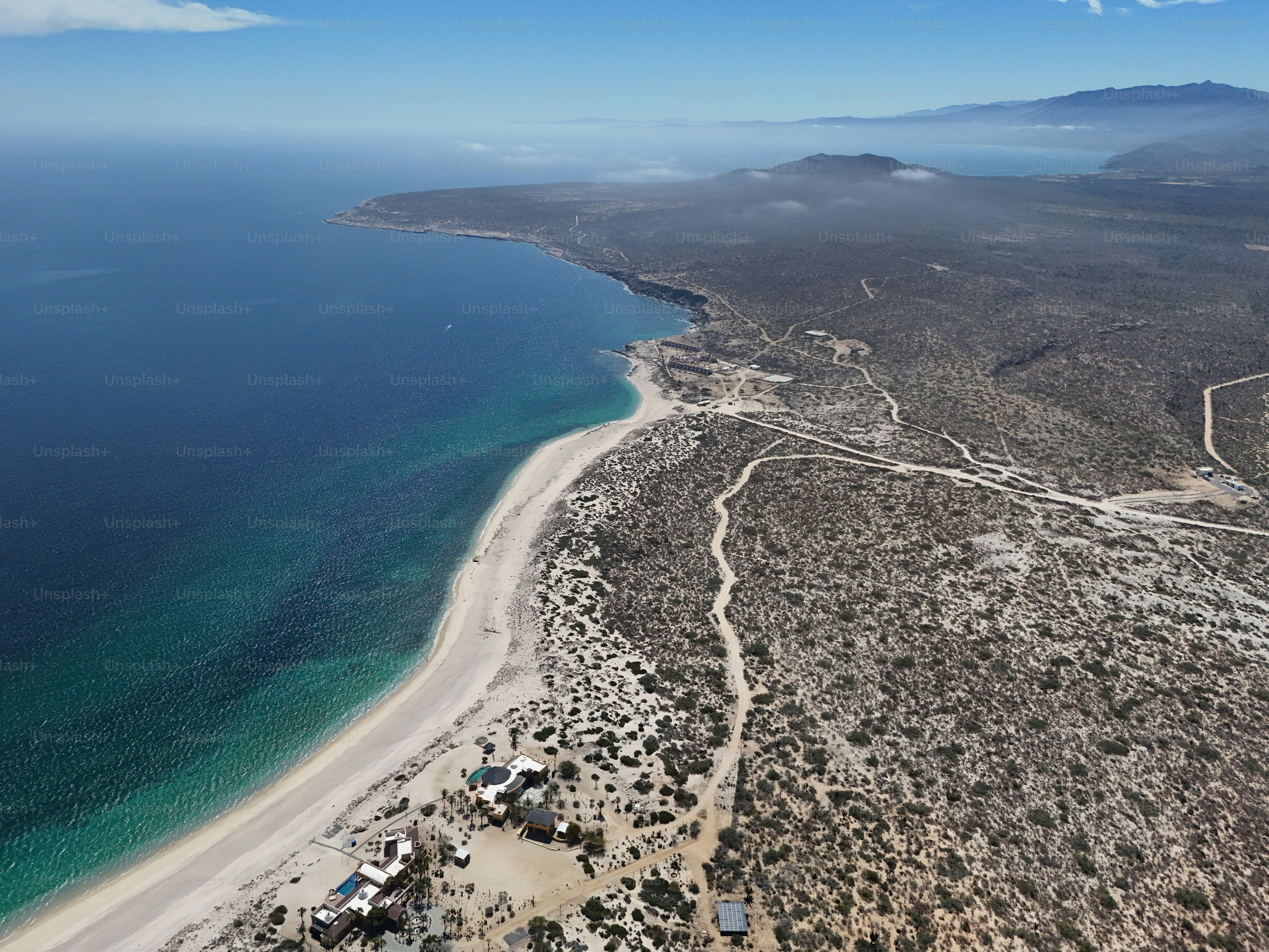 la ventana bcs playa punta arena beach aerial drone panorama baja california sur mexico landscape