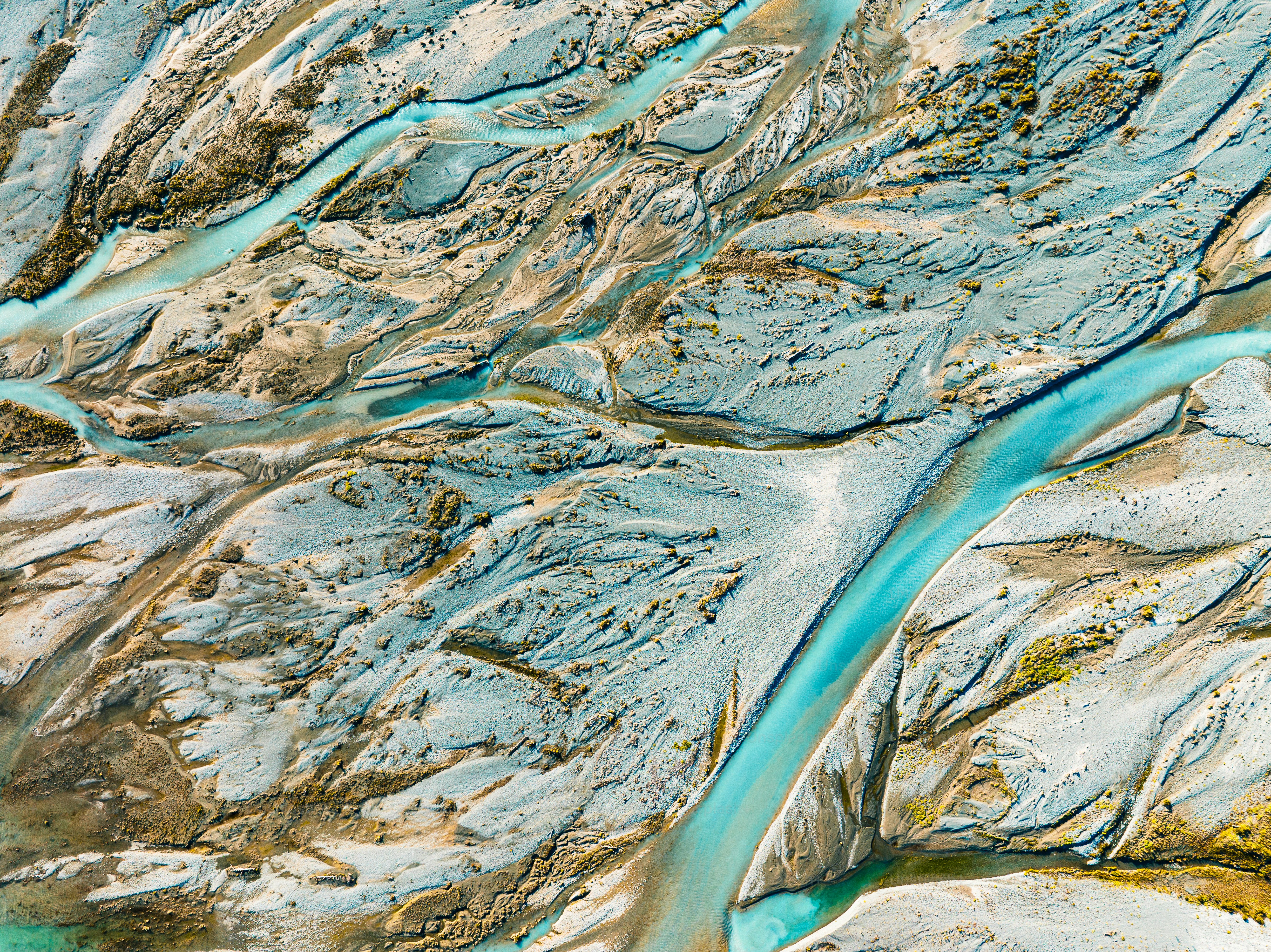 Vista aérea del hermoso lago turquesa Pukaki en la cordillera del glaciar Mount Cook, Isla Sur, Canterbury, Mackenzie Basin, Mount Cook, Nueva Zelanda