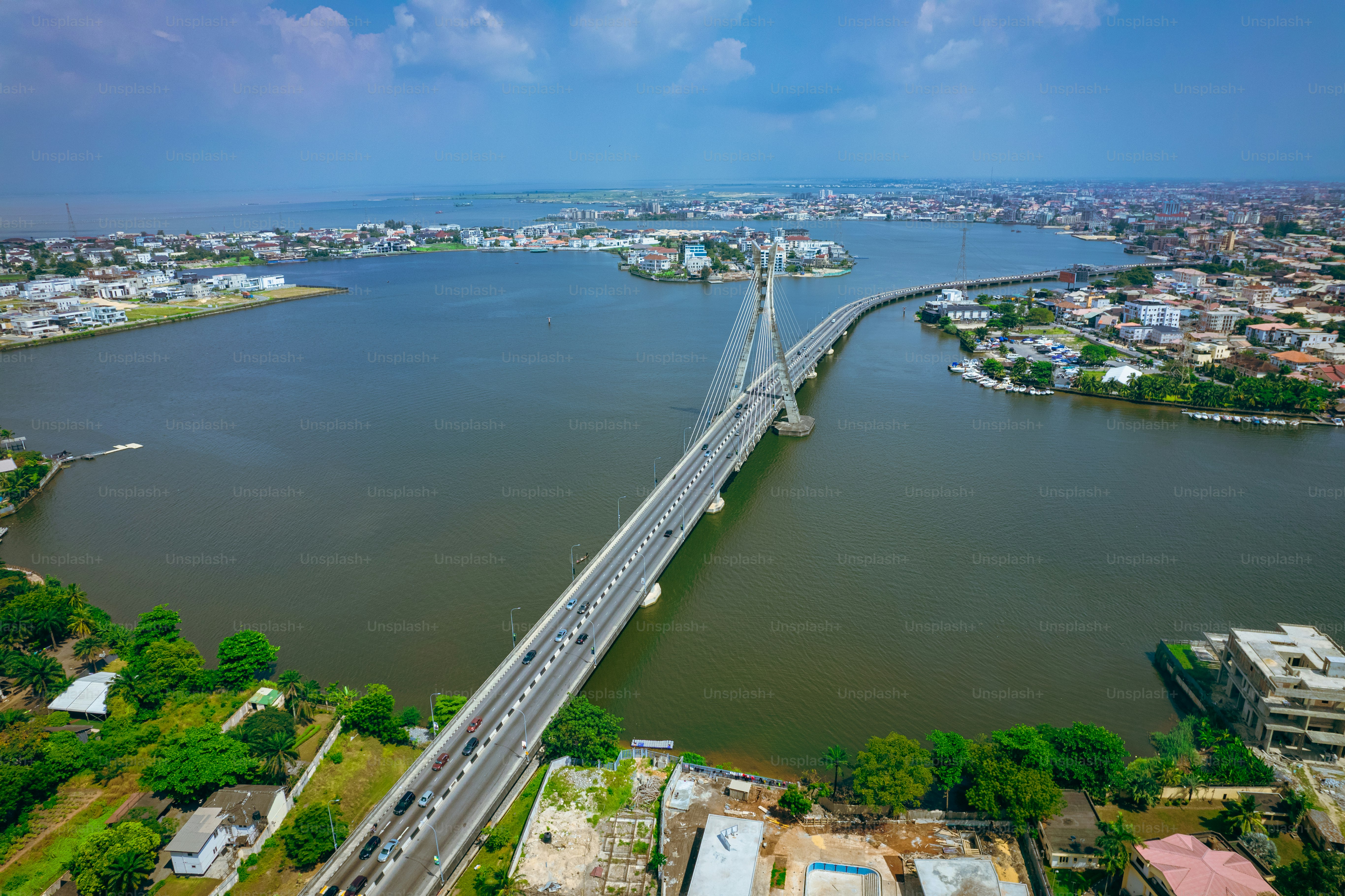 The Lekki-Ikoyi Link Bridge is a popular landmark in Lagos, Nigeria.