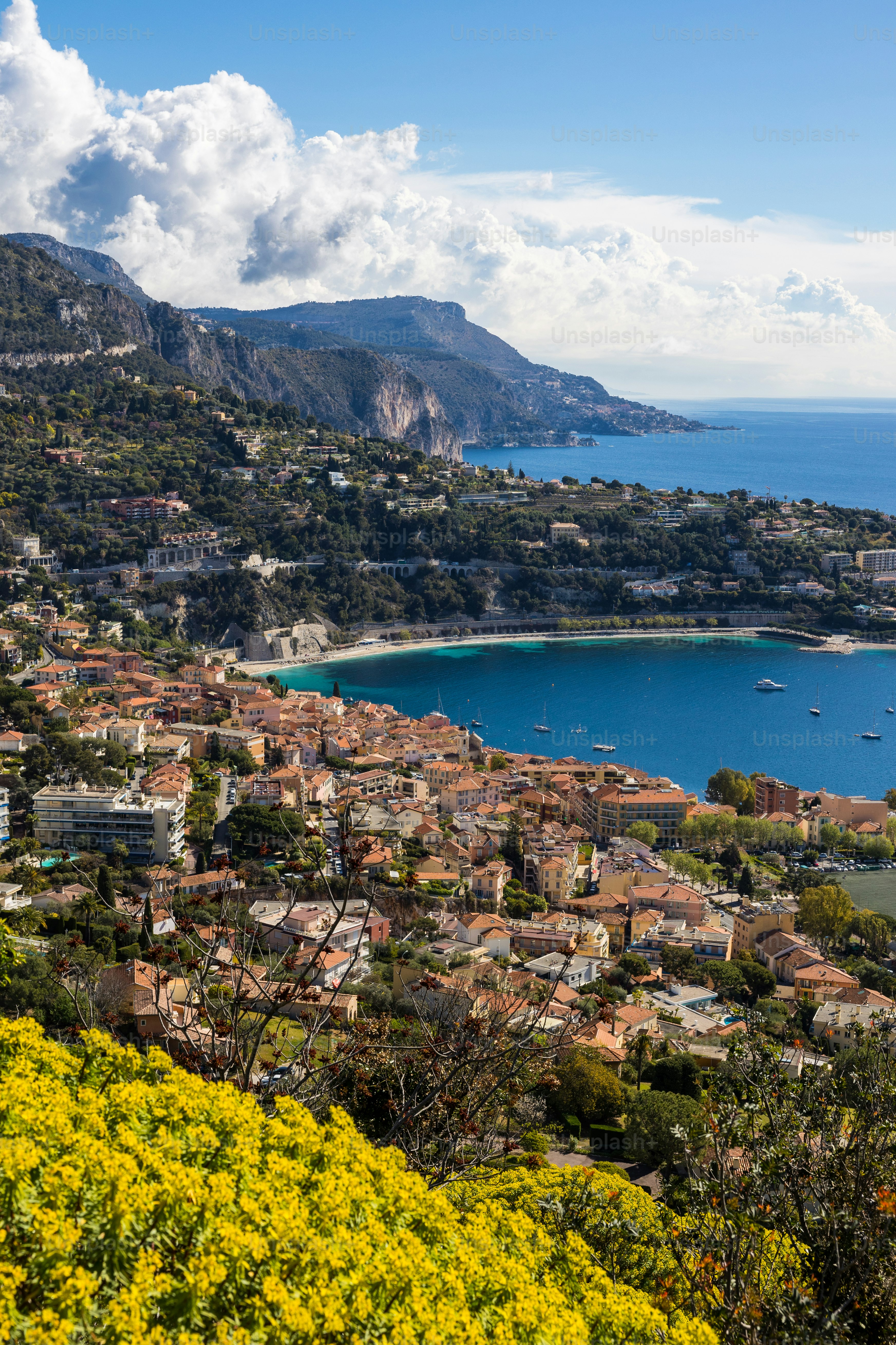 Panorama of the Villefranche-sur-Mer Roadstead from the Mont Alban Fort in Nice