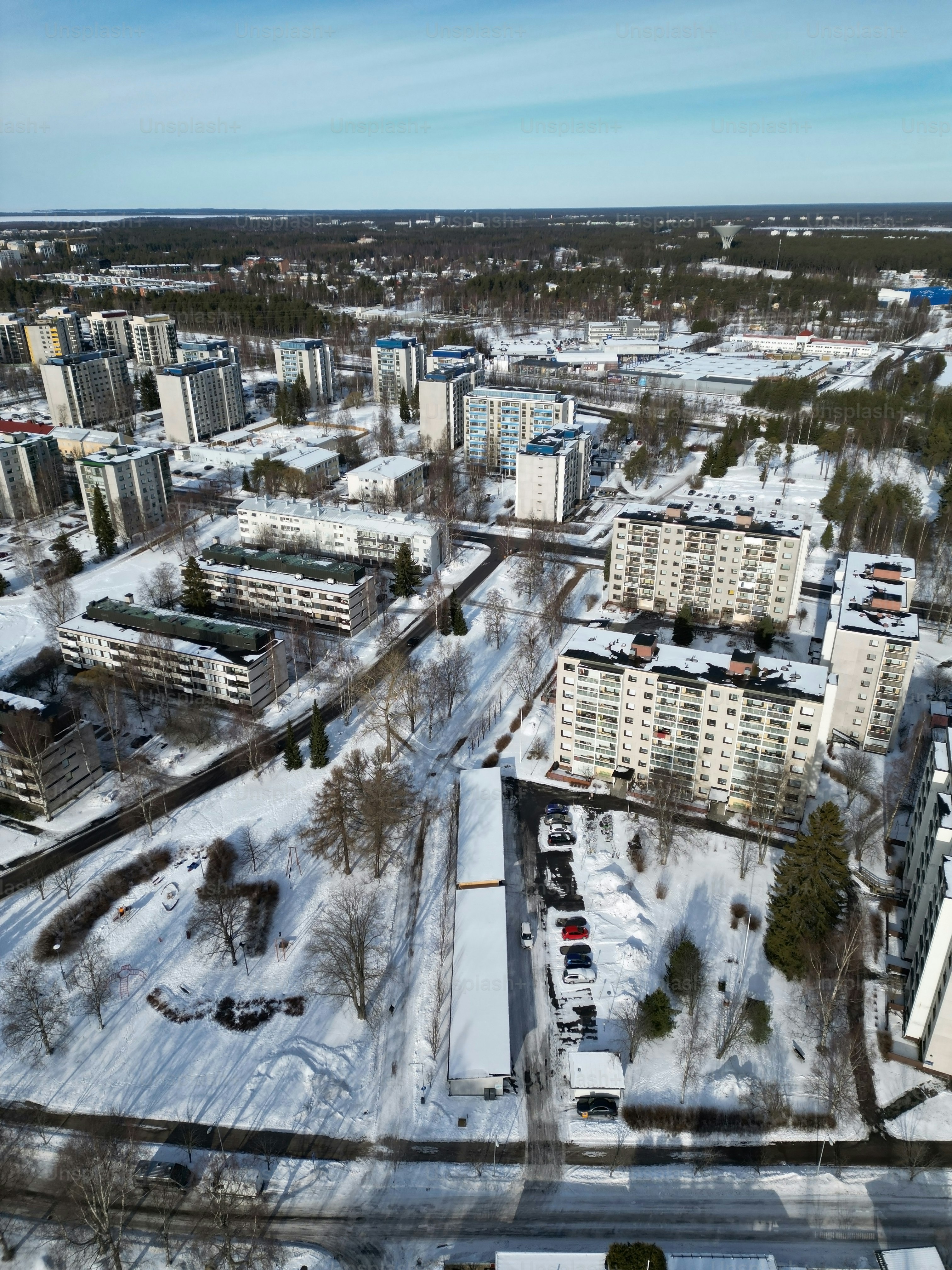Aerial view of Tuira residential area in Oulu, Finland