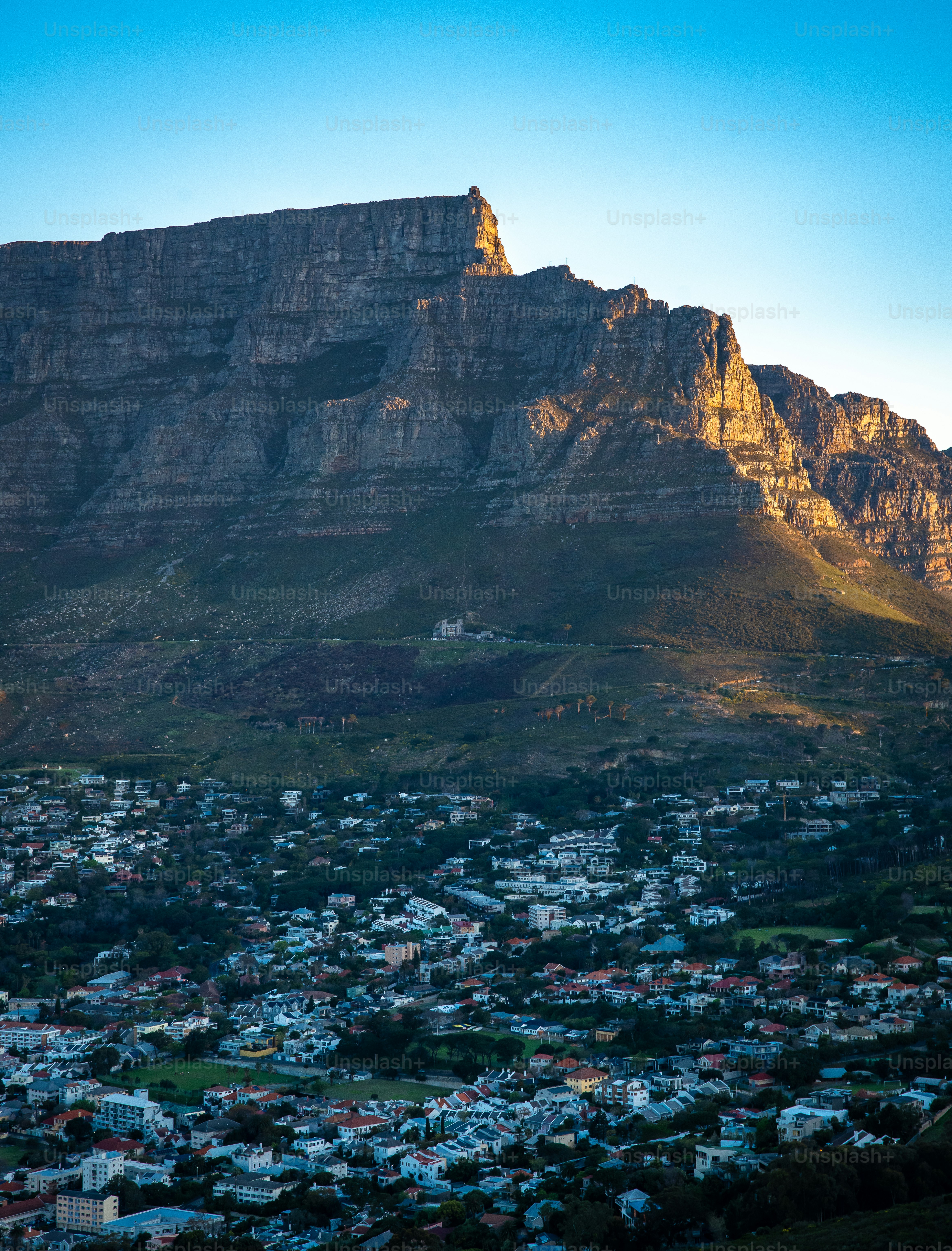 Point de vue du coucher de soleil de Signal Hill sur Cape Town dans le Cap-Occidental, en Afrique du Sud. Photo de haute qualité