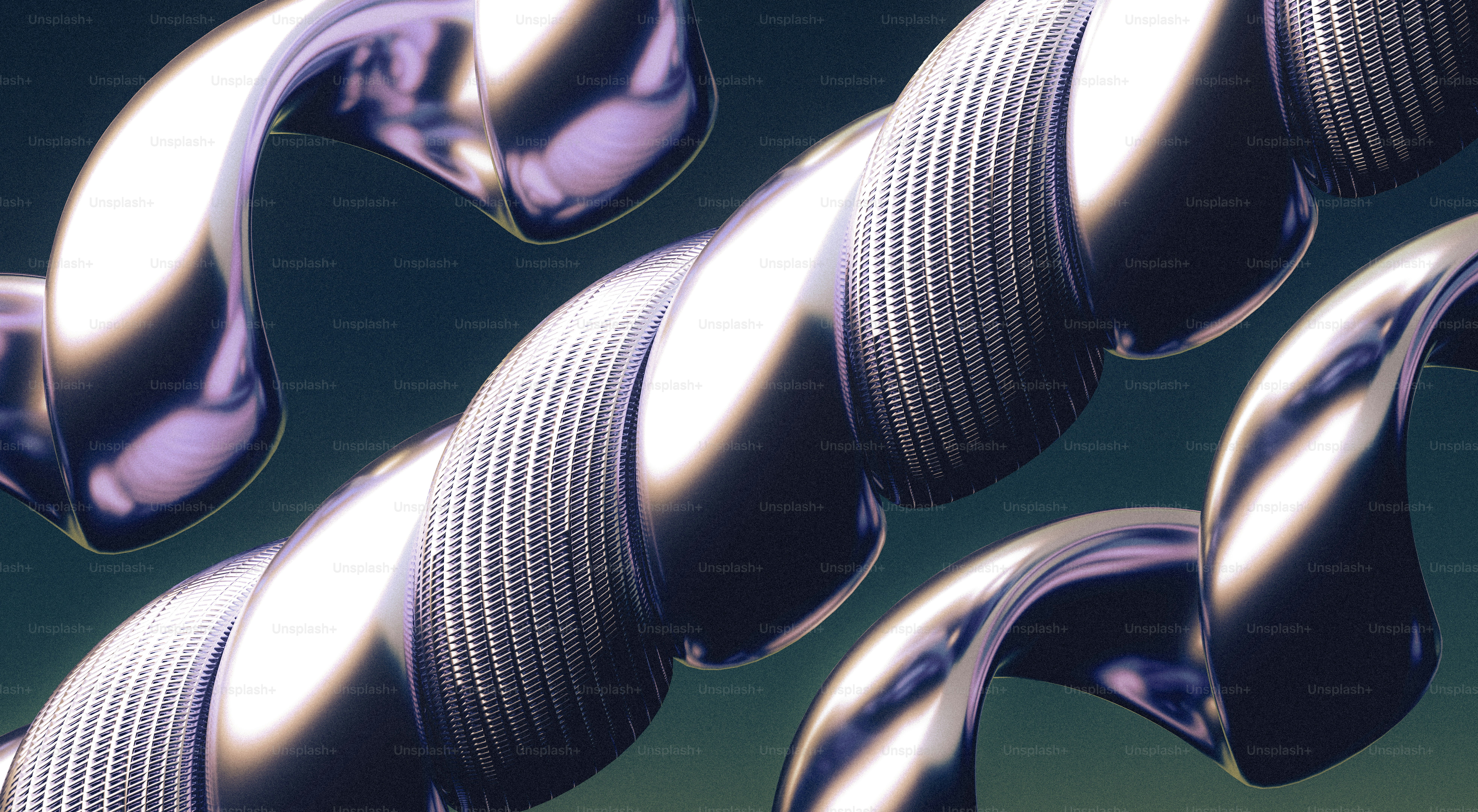 Twisted, metallic spirals are the focus of this image.