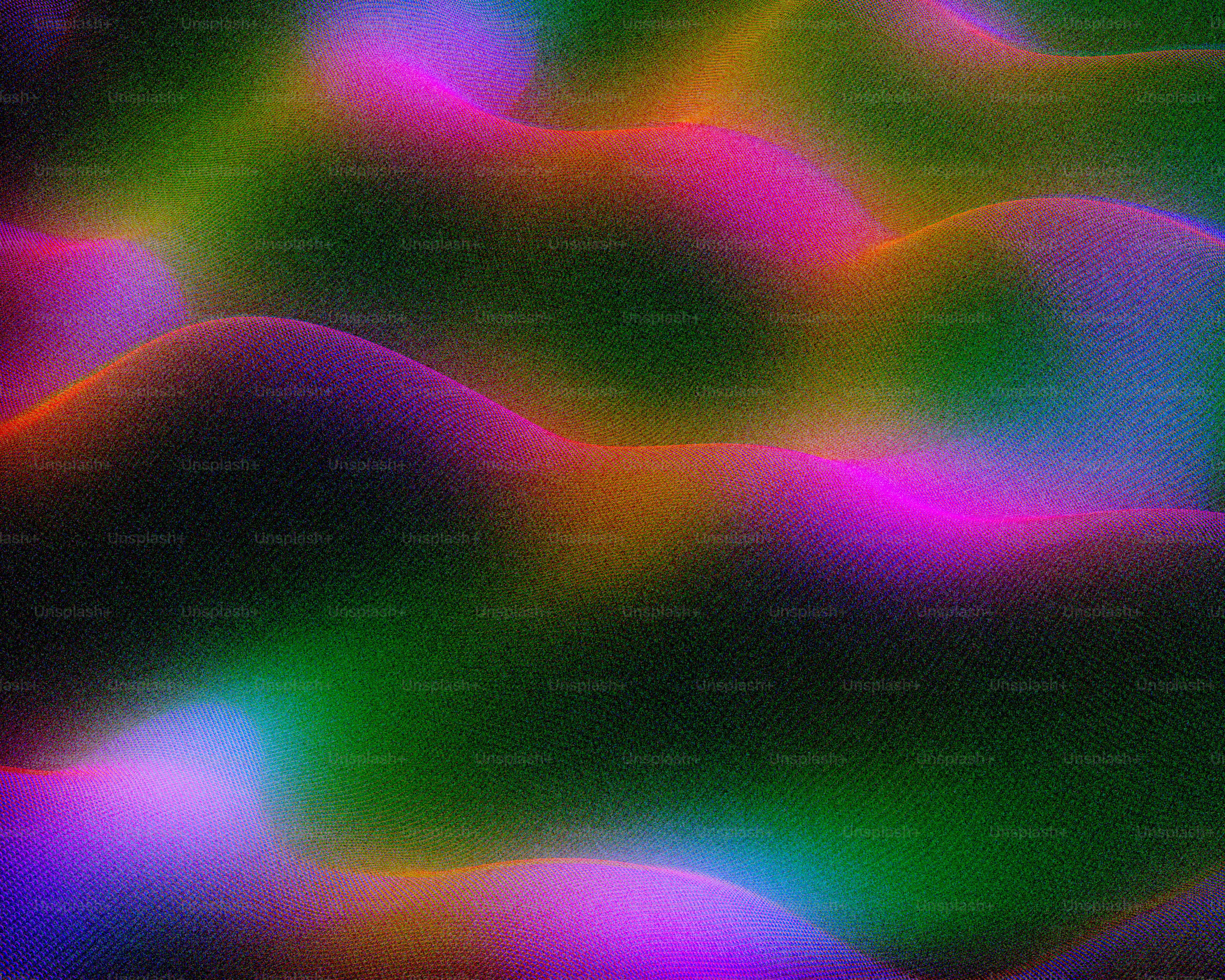 Abstract, colorful waves resemble smooth terrain.