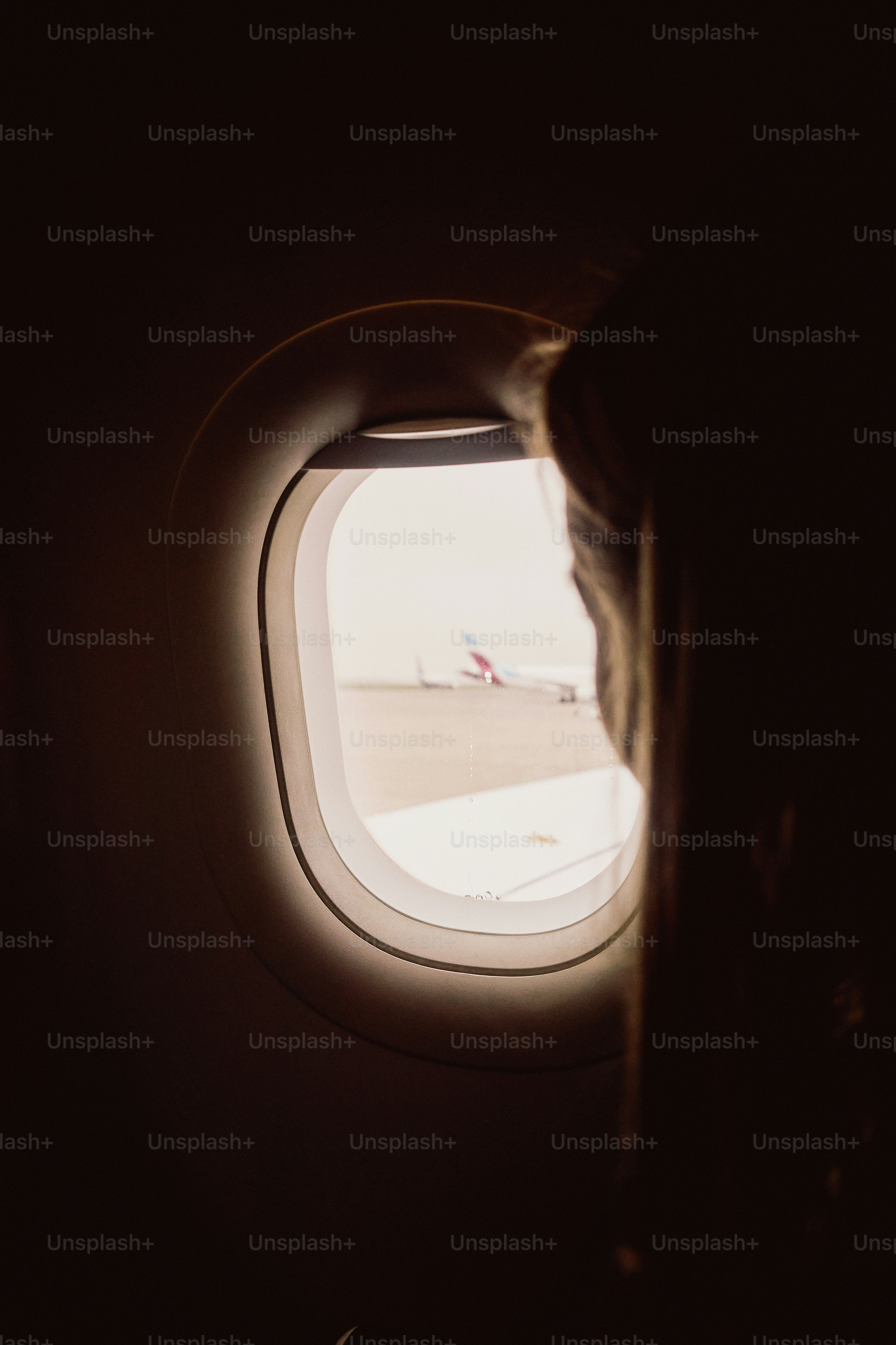 View from airplane window on a cloudy day