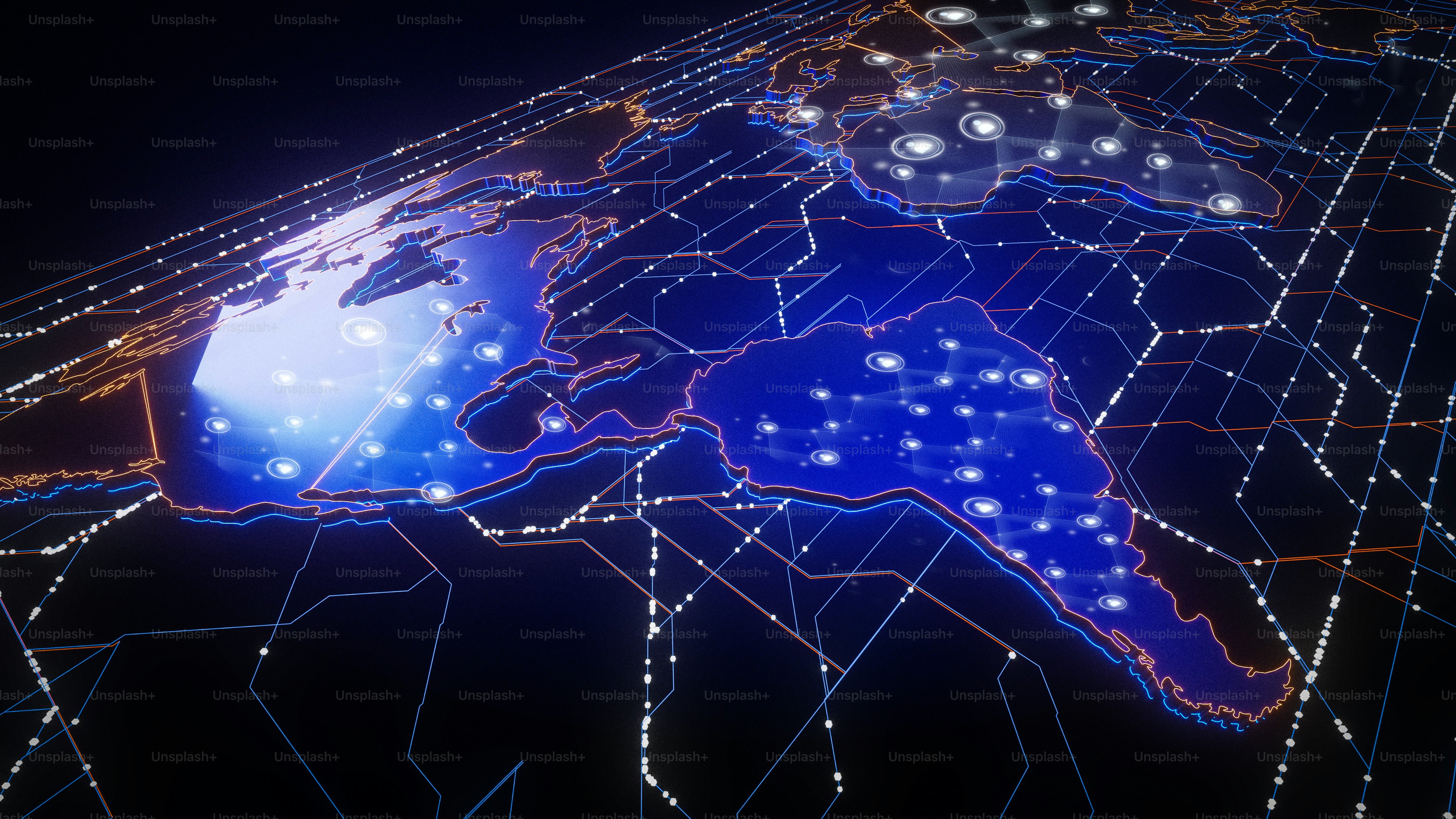 Abstract digital network with glowing blue connections photo – Digital ...