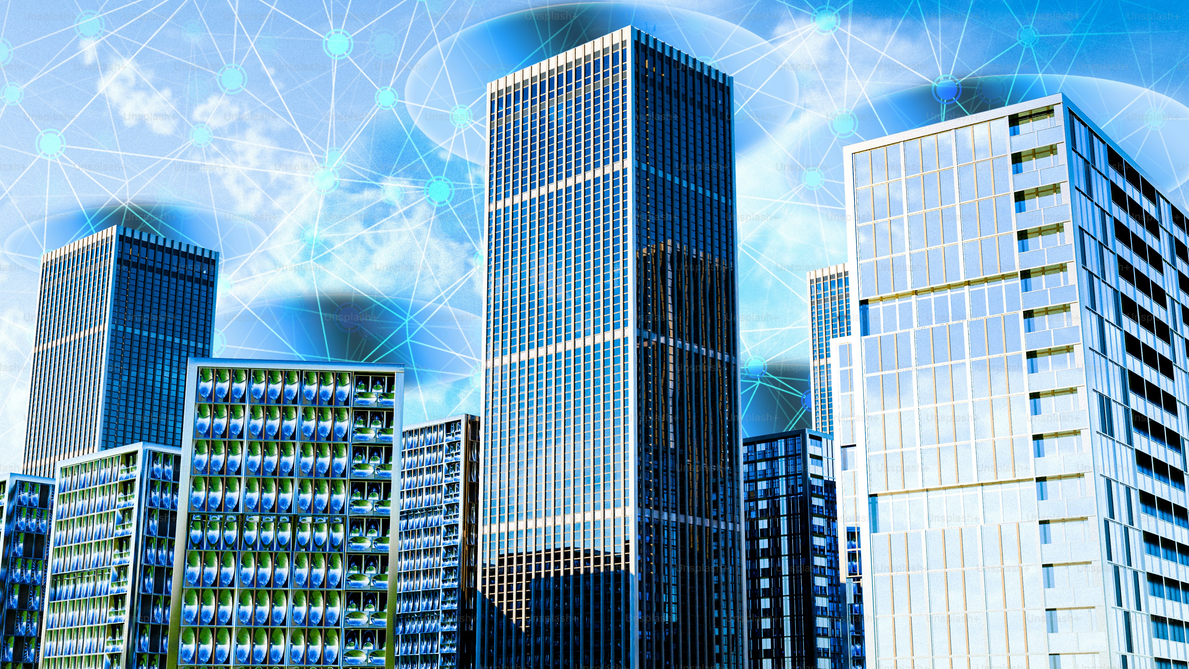 Abstract digital network with glowing blue connections photo – Digital ...