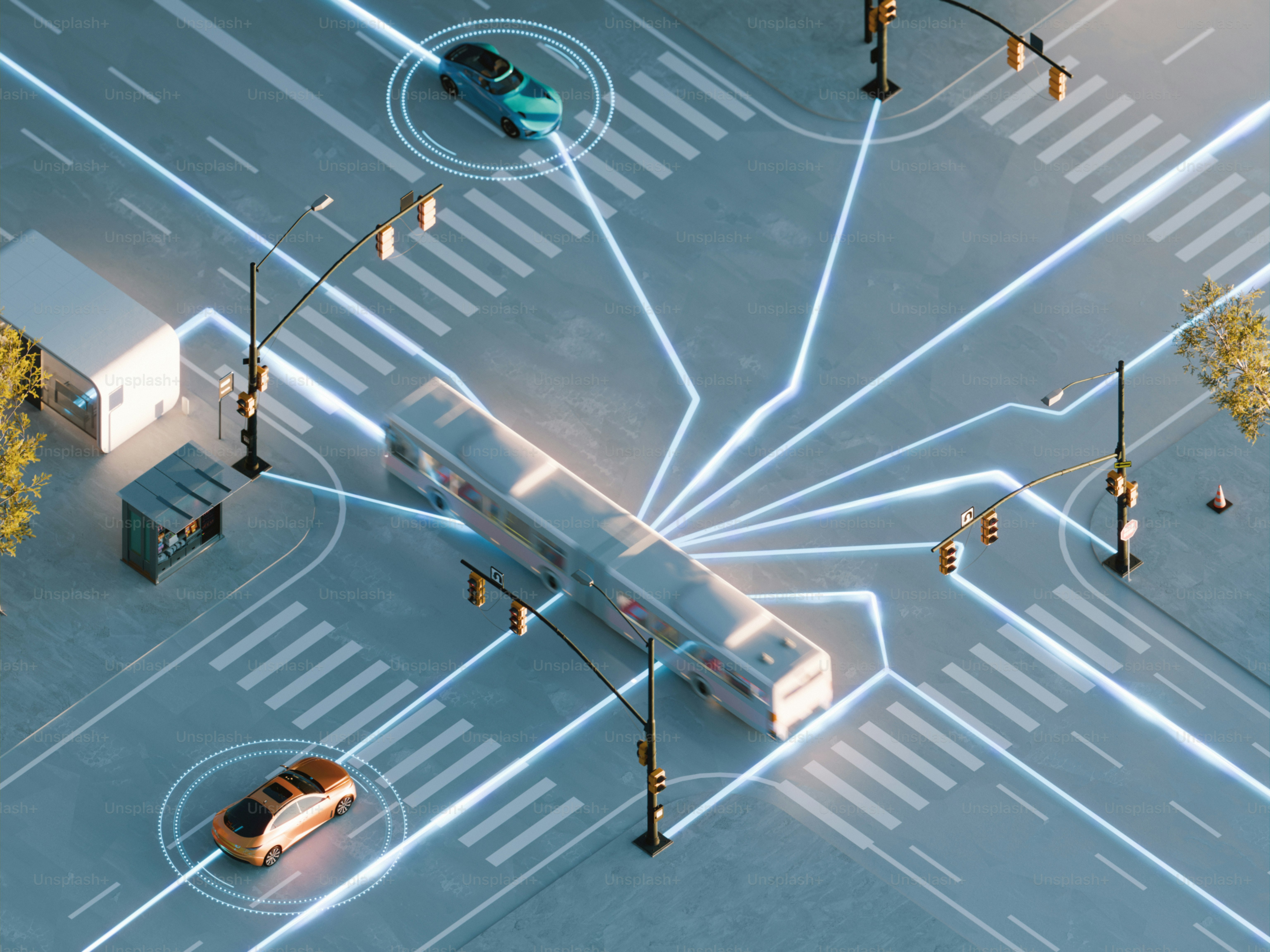 Connected cars and infrastructure communicate digitally