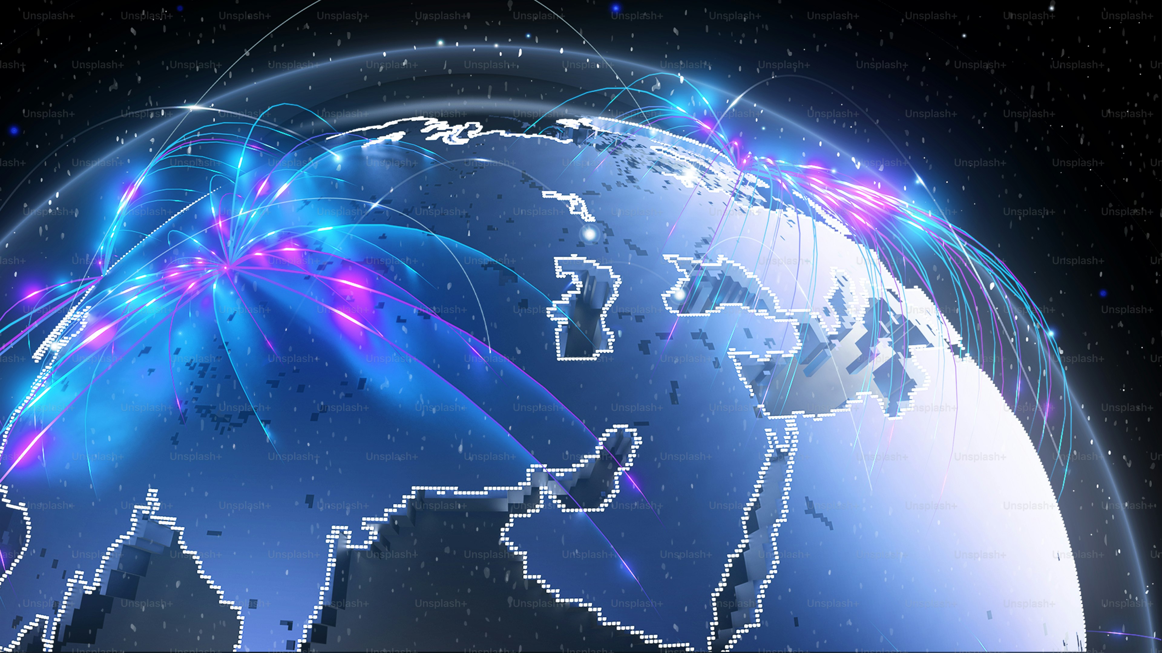 Glowing abstract globe with bright light connections