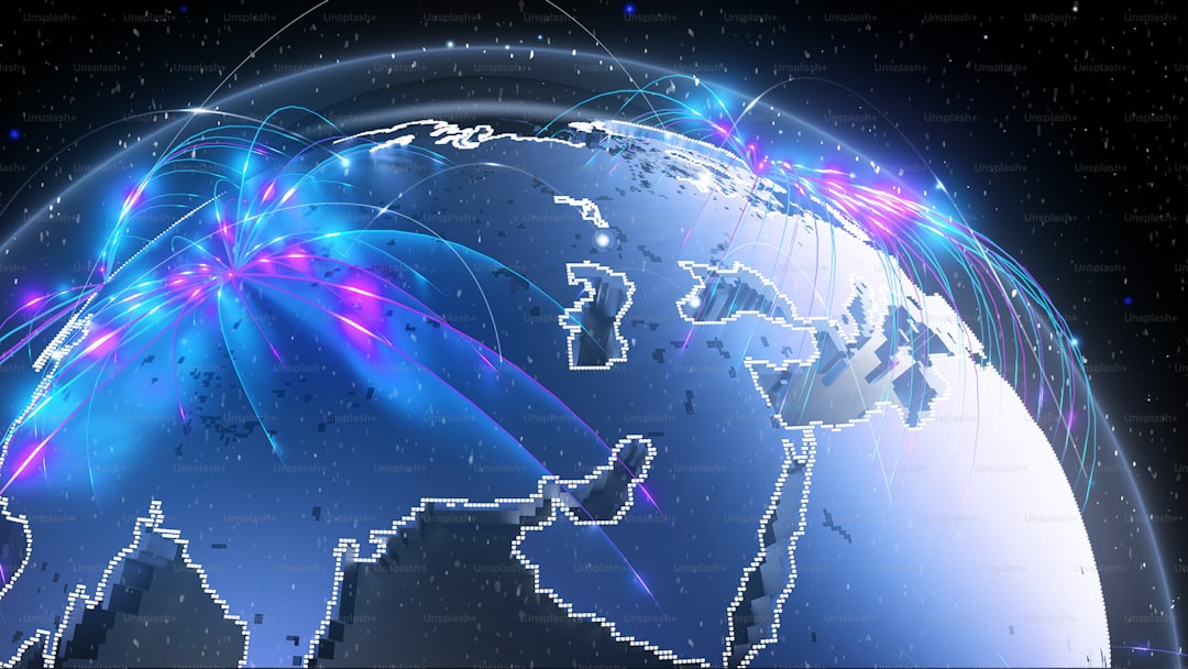 Glowing abstract globe with bright light connections