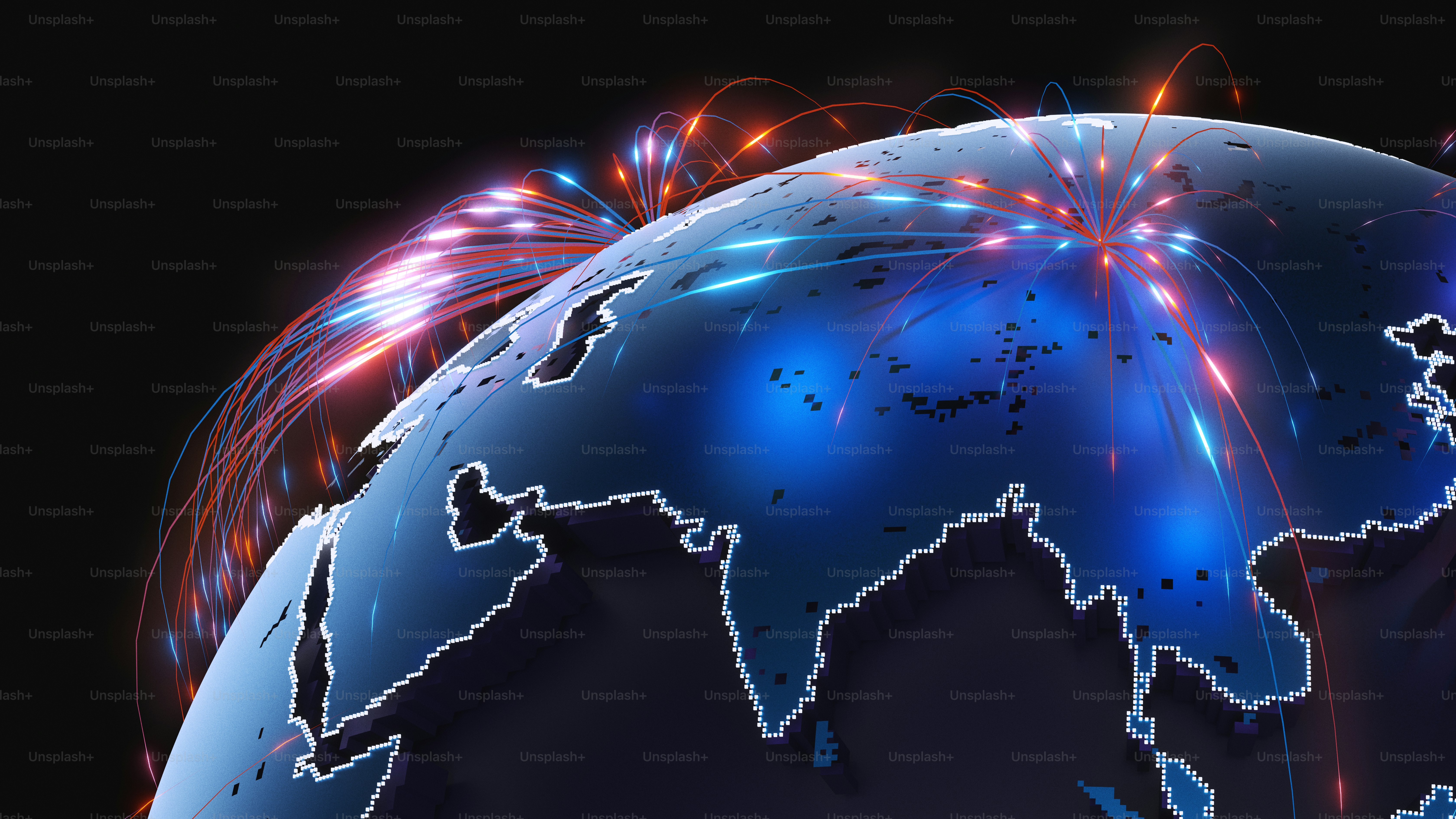 Glowing globe with colorful cosmic nebula