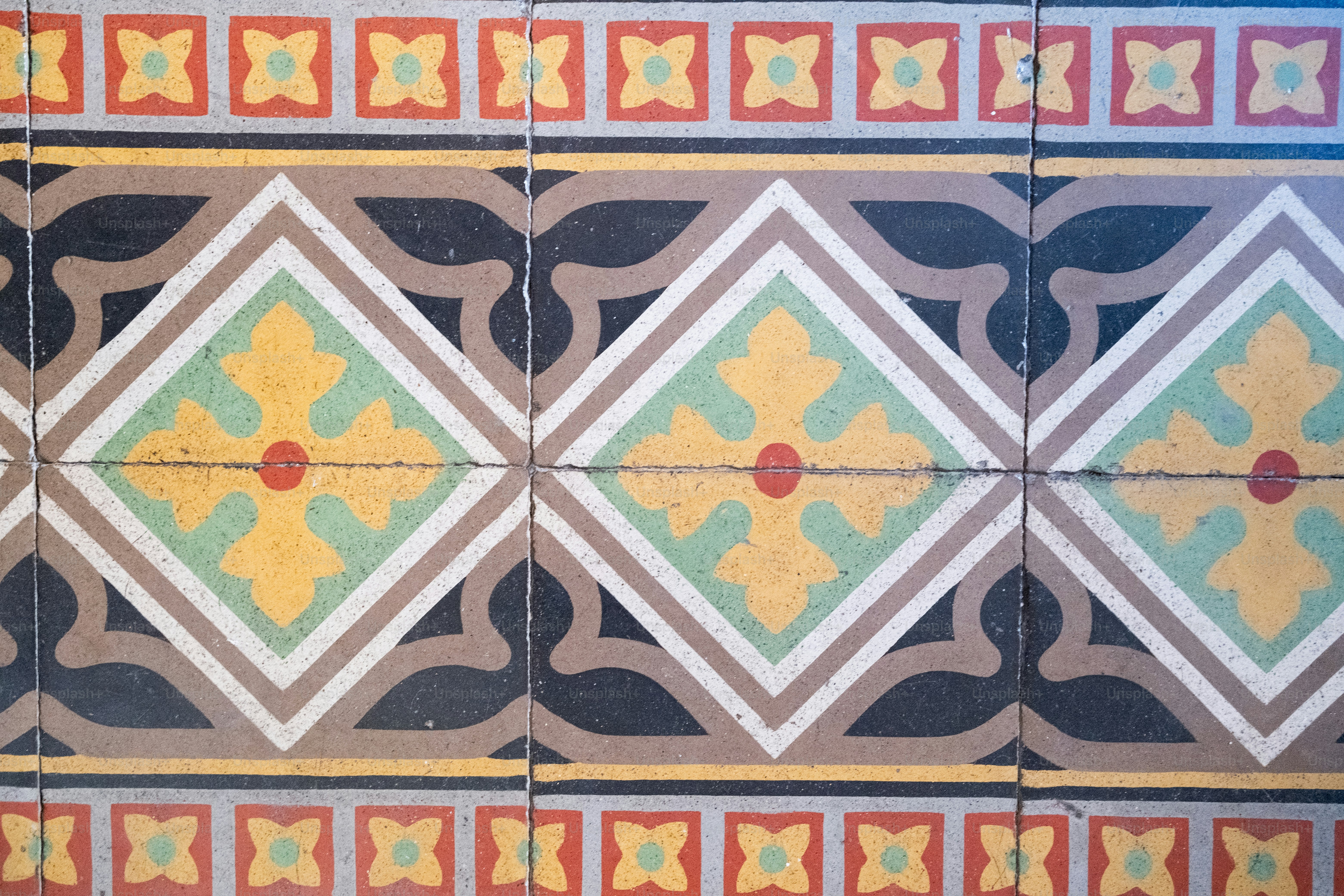 Colorful geometric tile pattern with diamond shapes. photo – Pattern ...