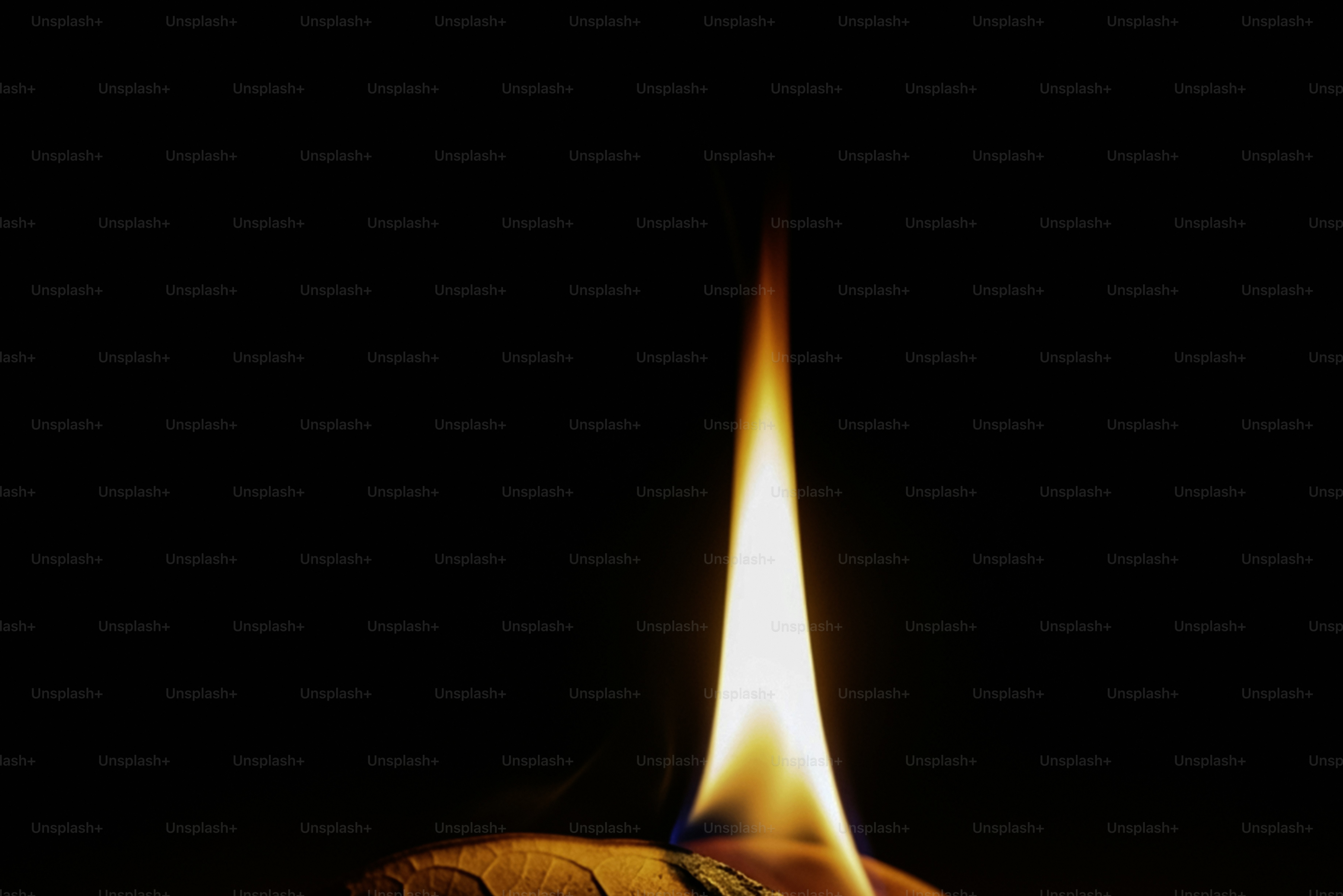 A single flame burns brightly against black background