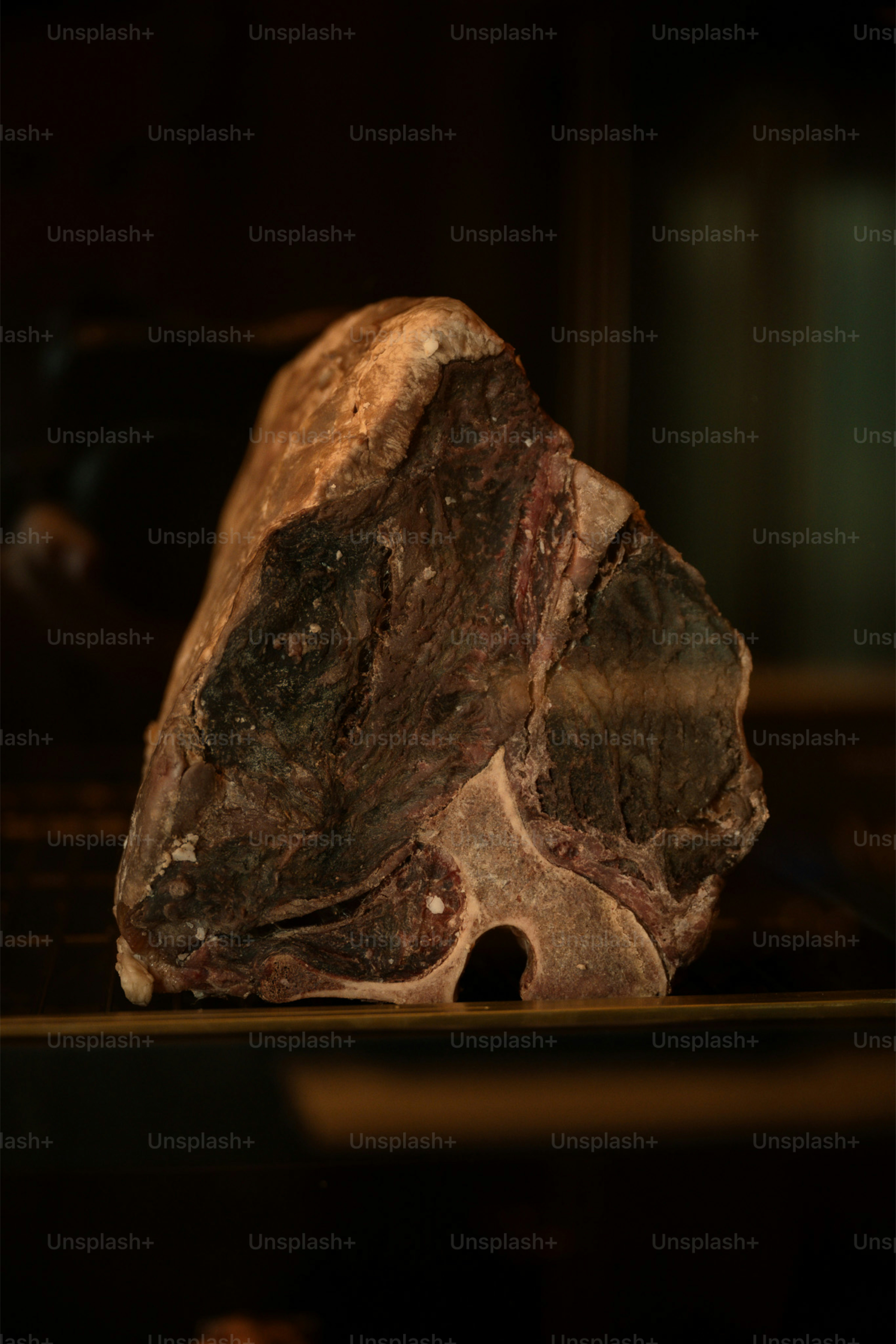 Raw beef tail on a shelf