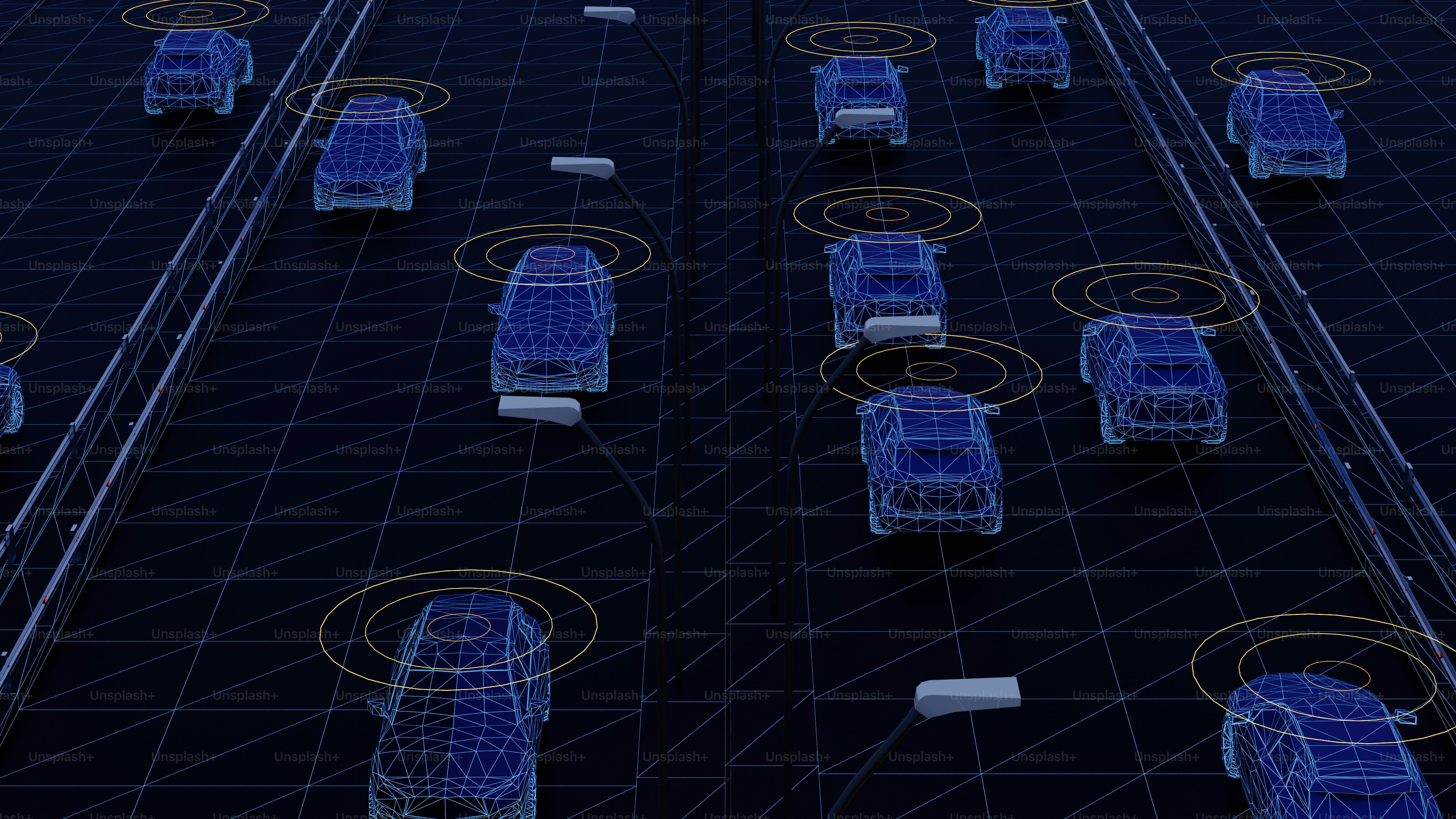 Veicoli autonomi che guidano su un'autostrada futuristica