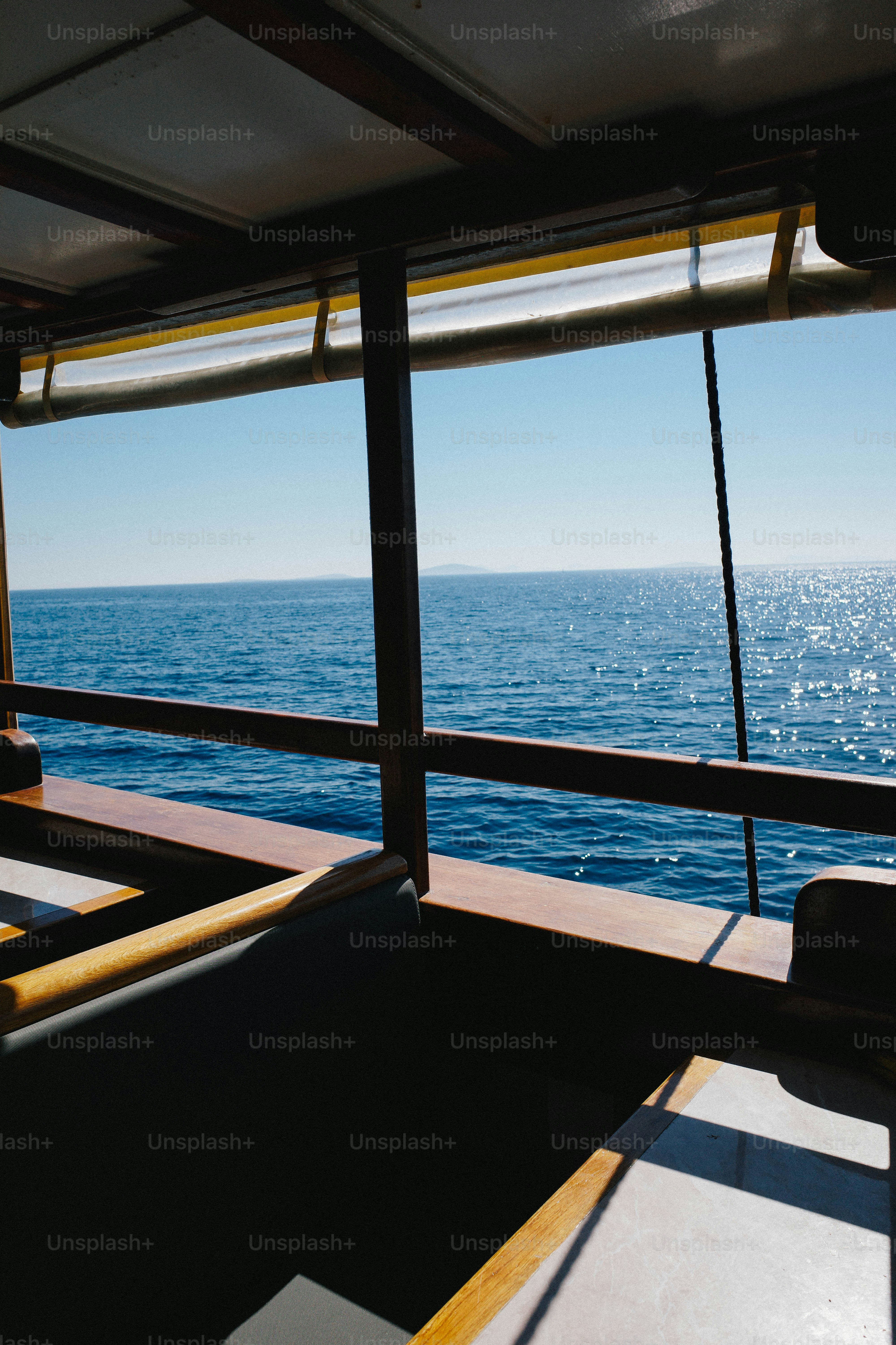 View of the ocean from a boat cabin