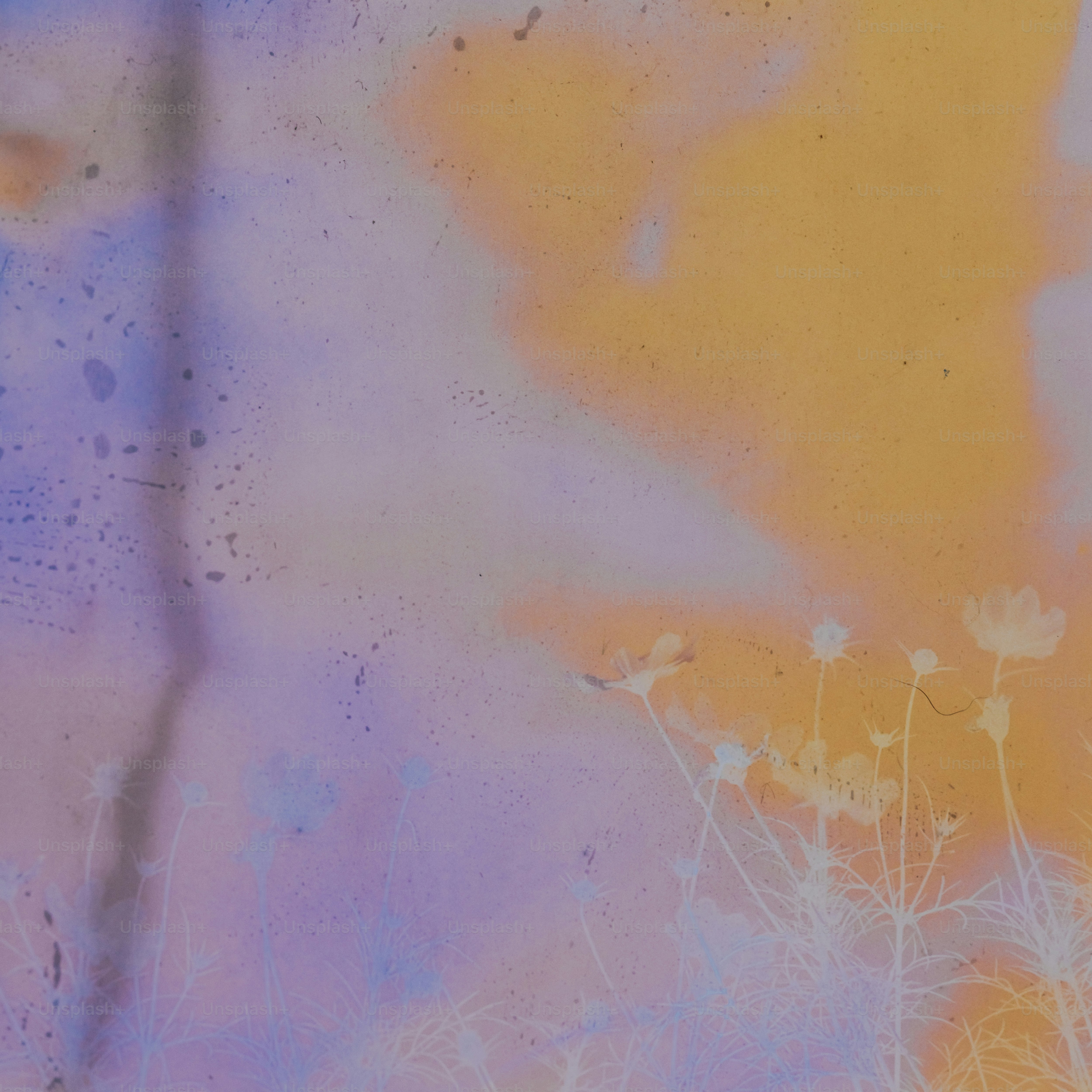 Abstract floral pattern with purple and orange hues