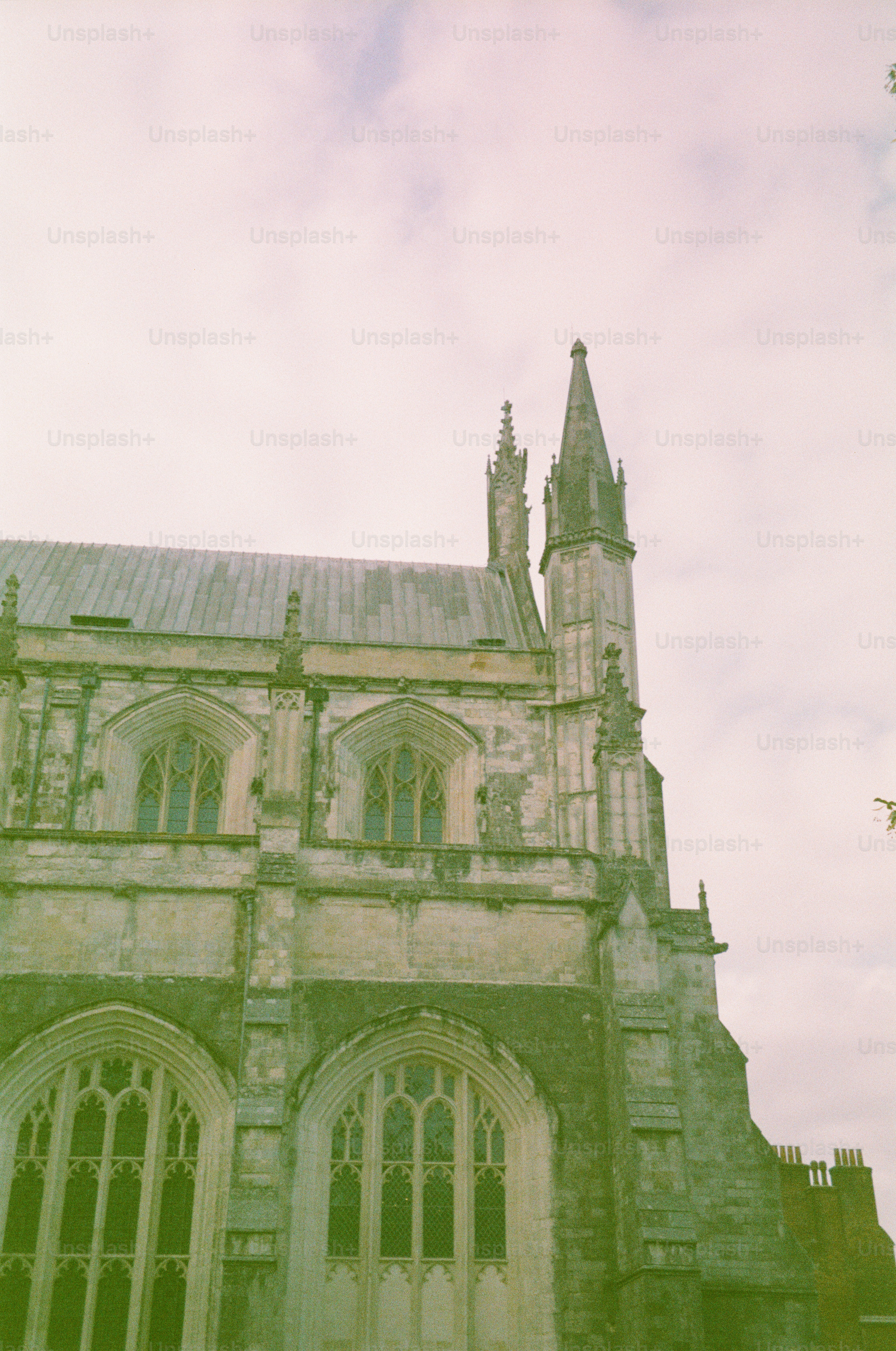 Gothic cathedral architecture with tall spires and windows