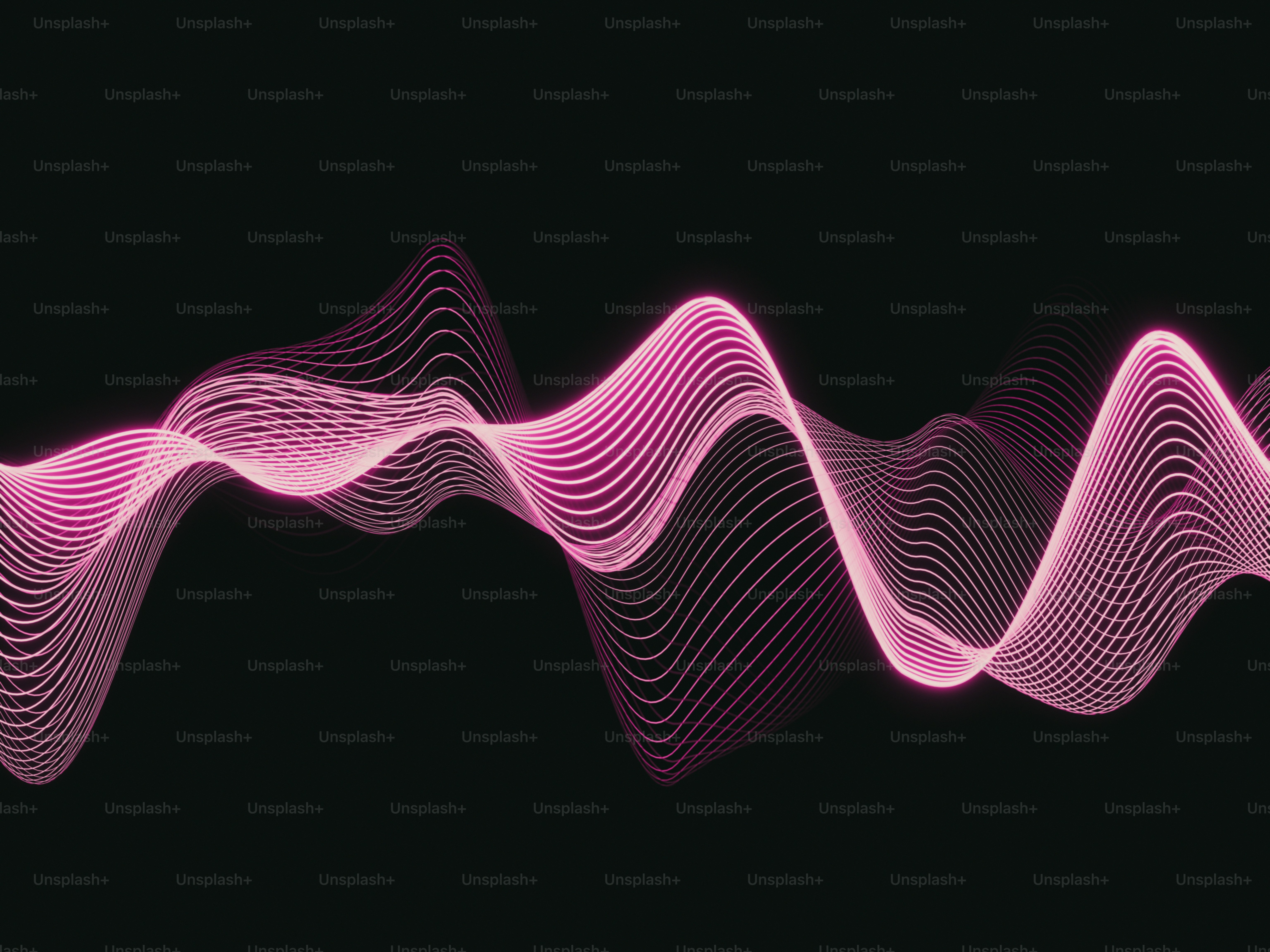 Abstract pink wavy lines on black background