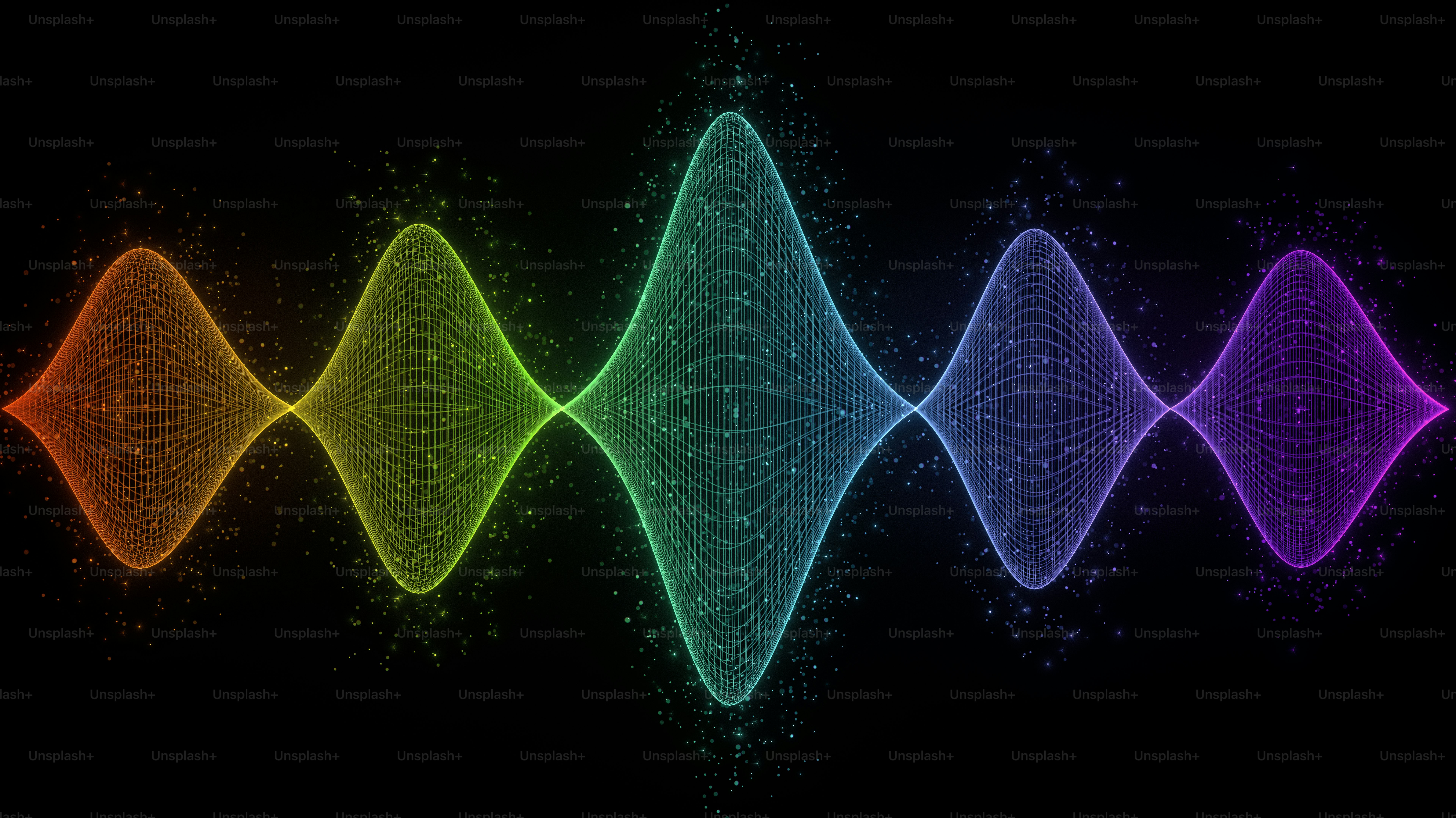 Colorful sound wave graphic on black background photo – Background ...
