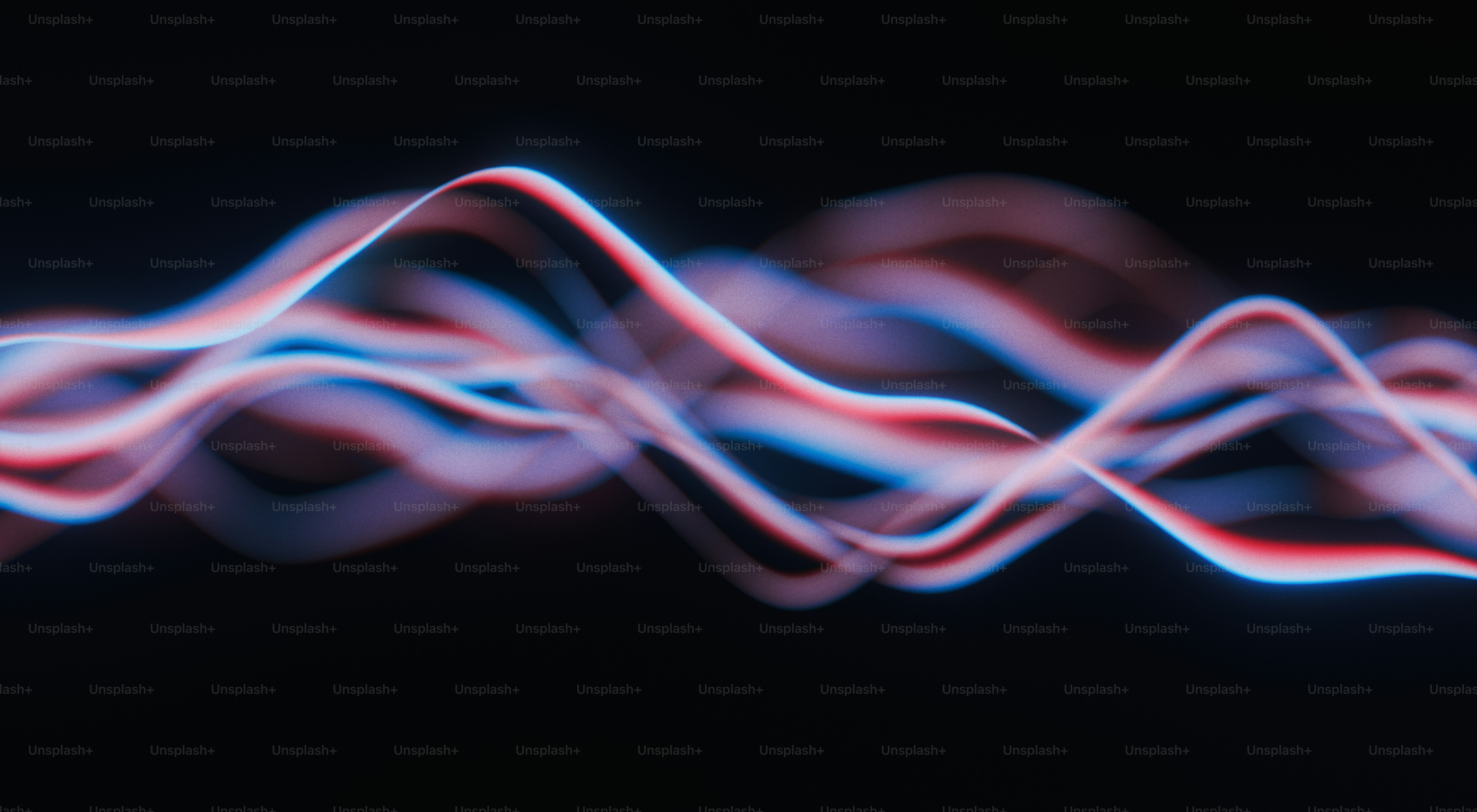 Abstract glowing wavy lines on dark background