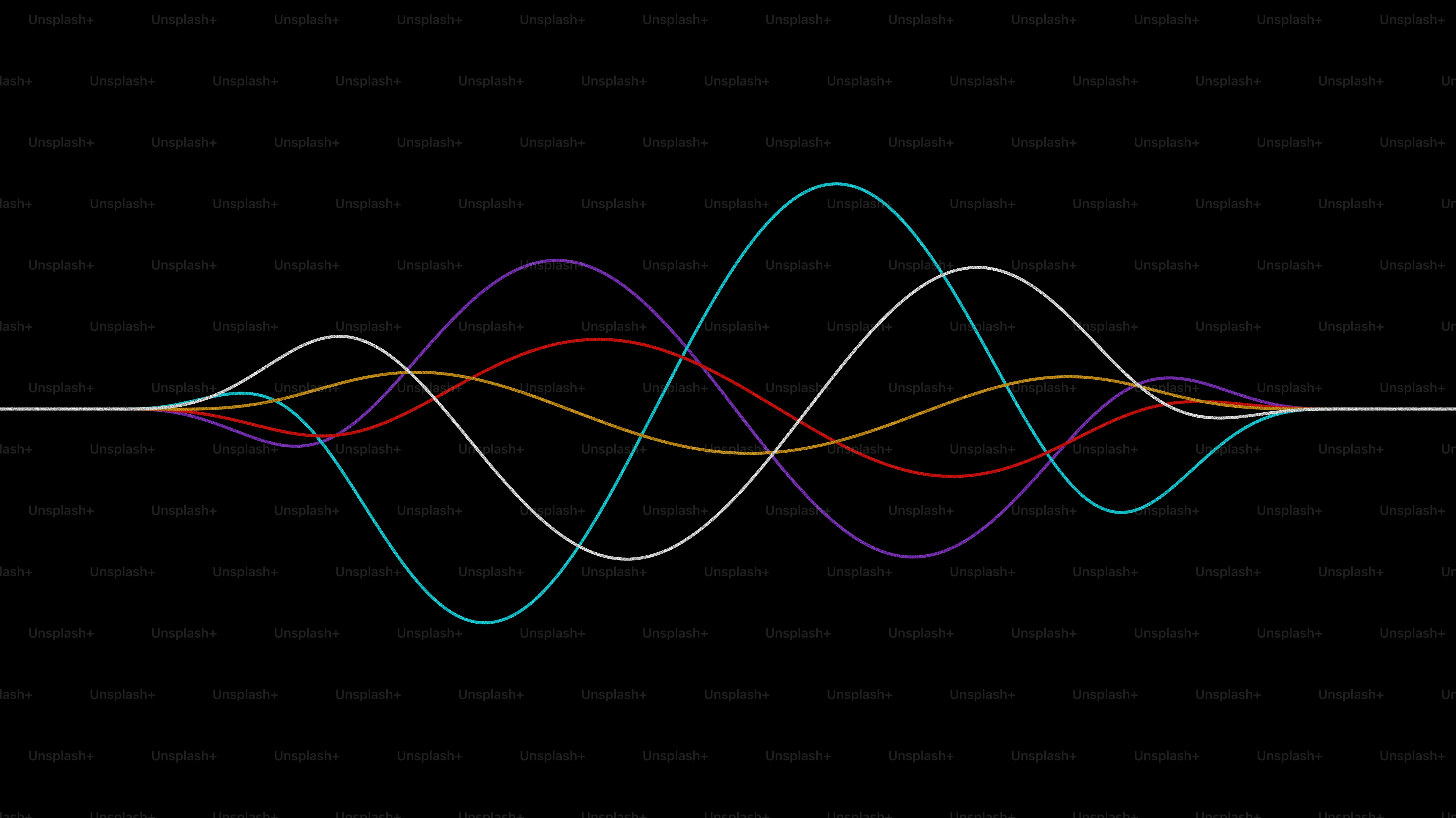 Colorful sound waves on black background