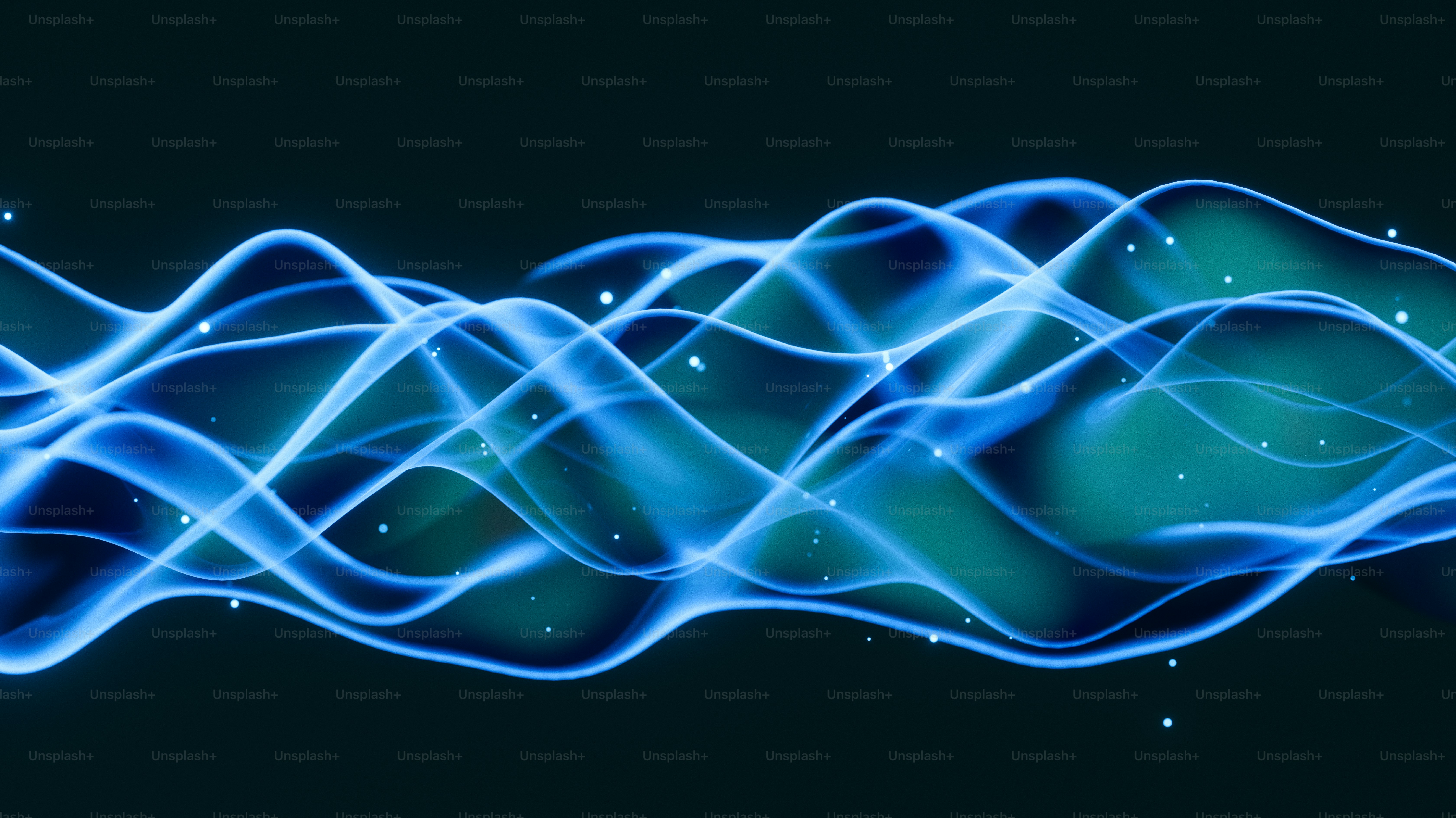 Abstract blue waves with glowing particles photo – Background Image on ...
