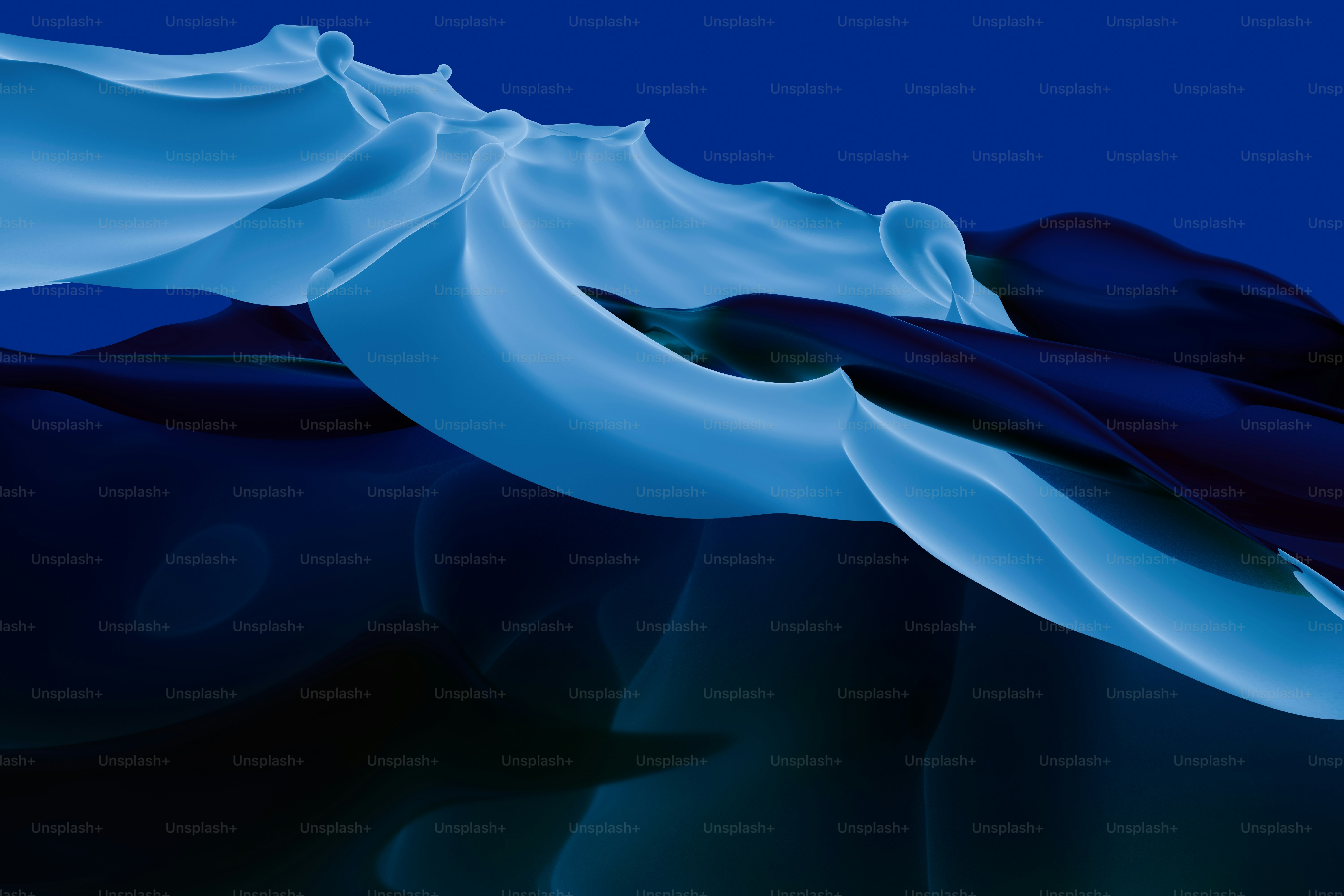 Abstract blue waves flowing against dark background