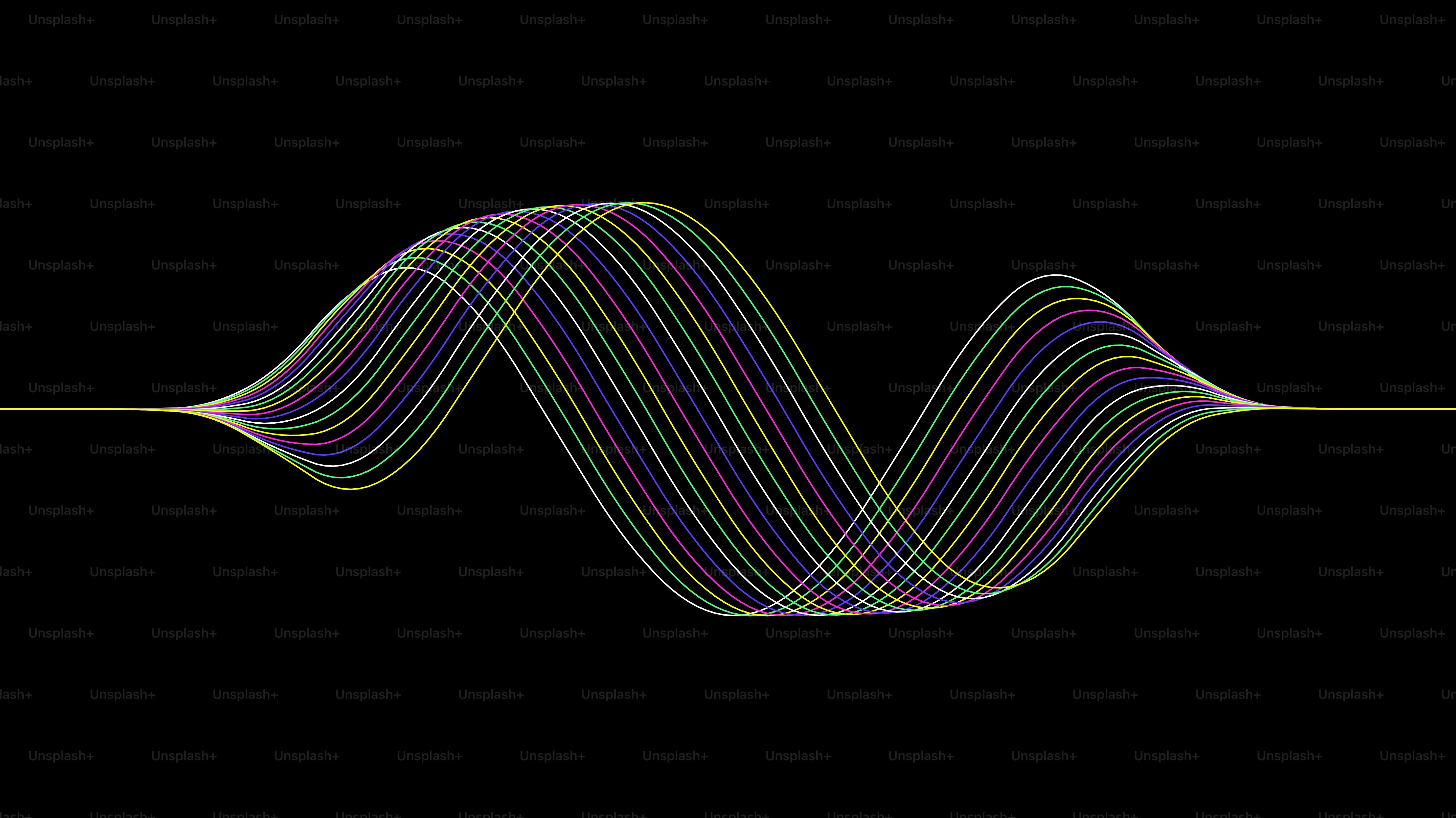 Colorful wavy lines on a black background
