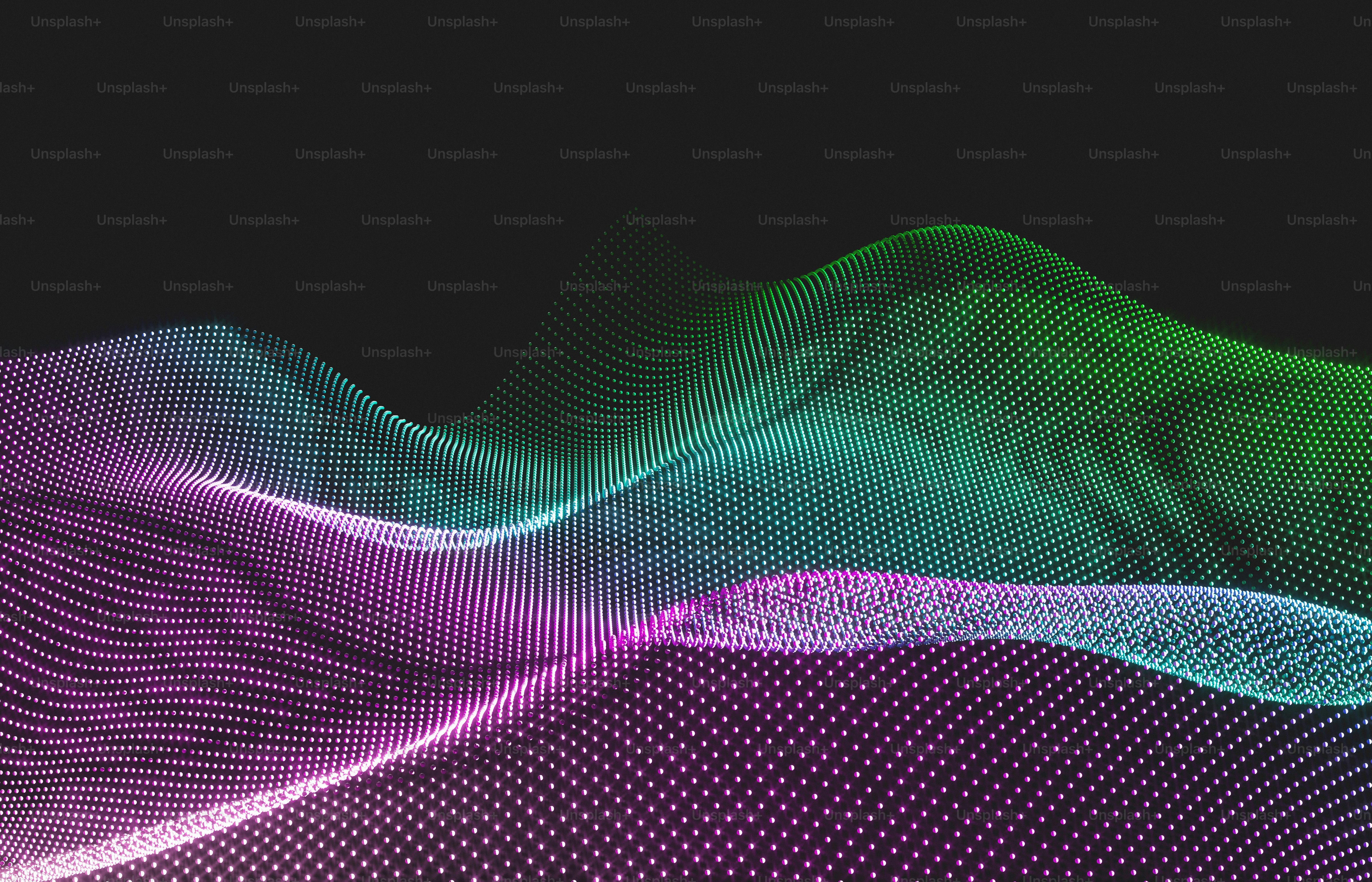 Abstract digital landscape with glowing waves