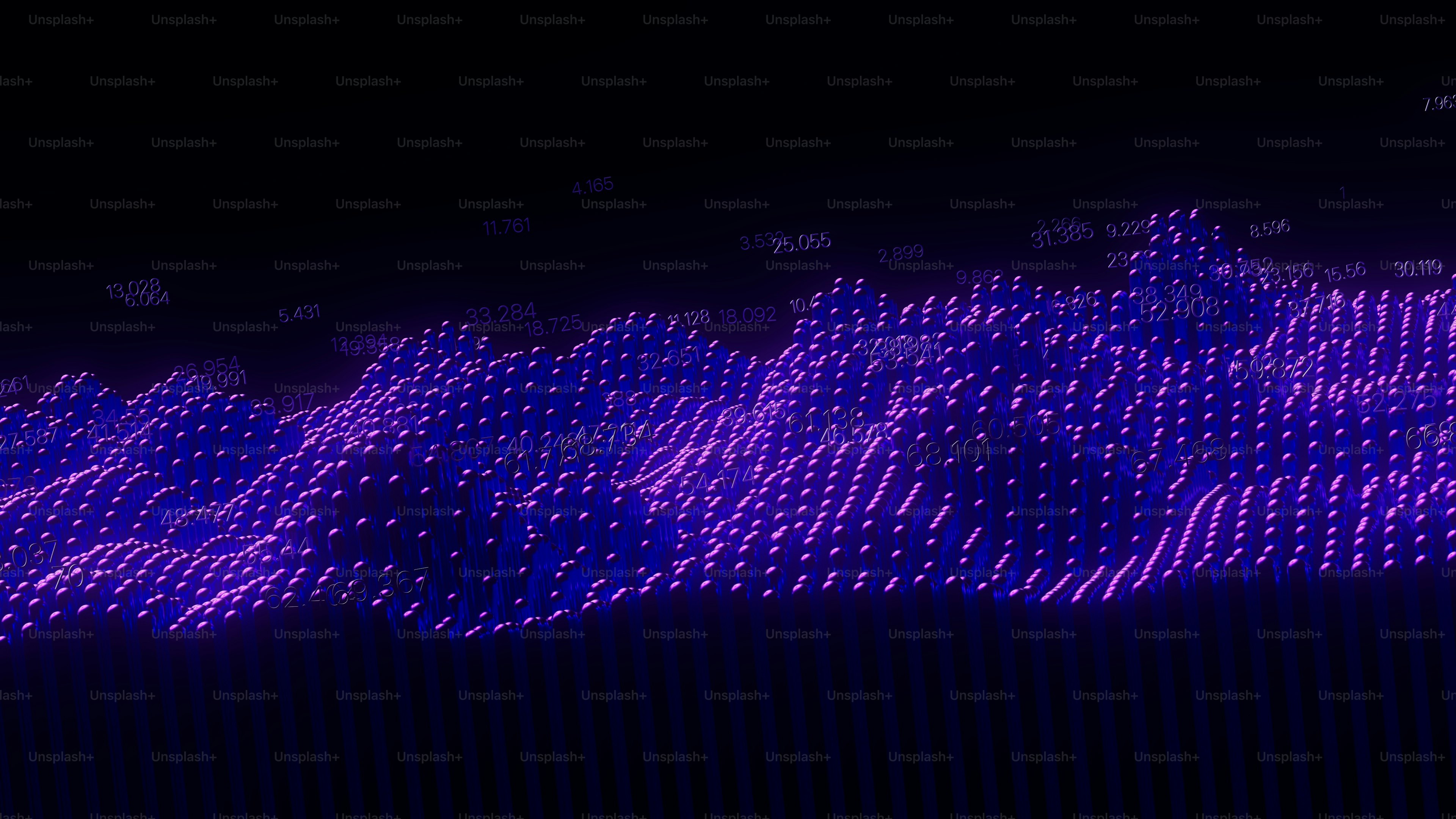 Abstract purple waves with scattered numbers on black