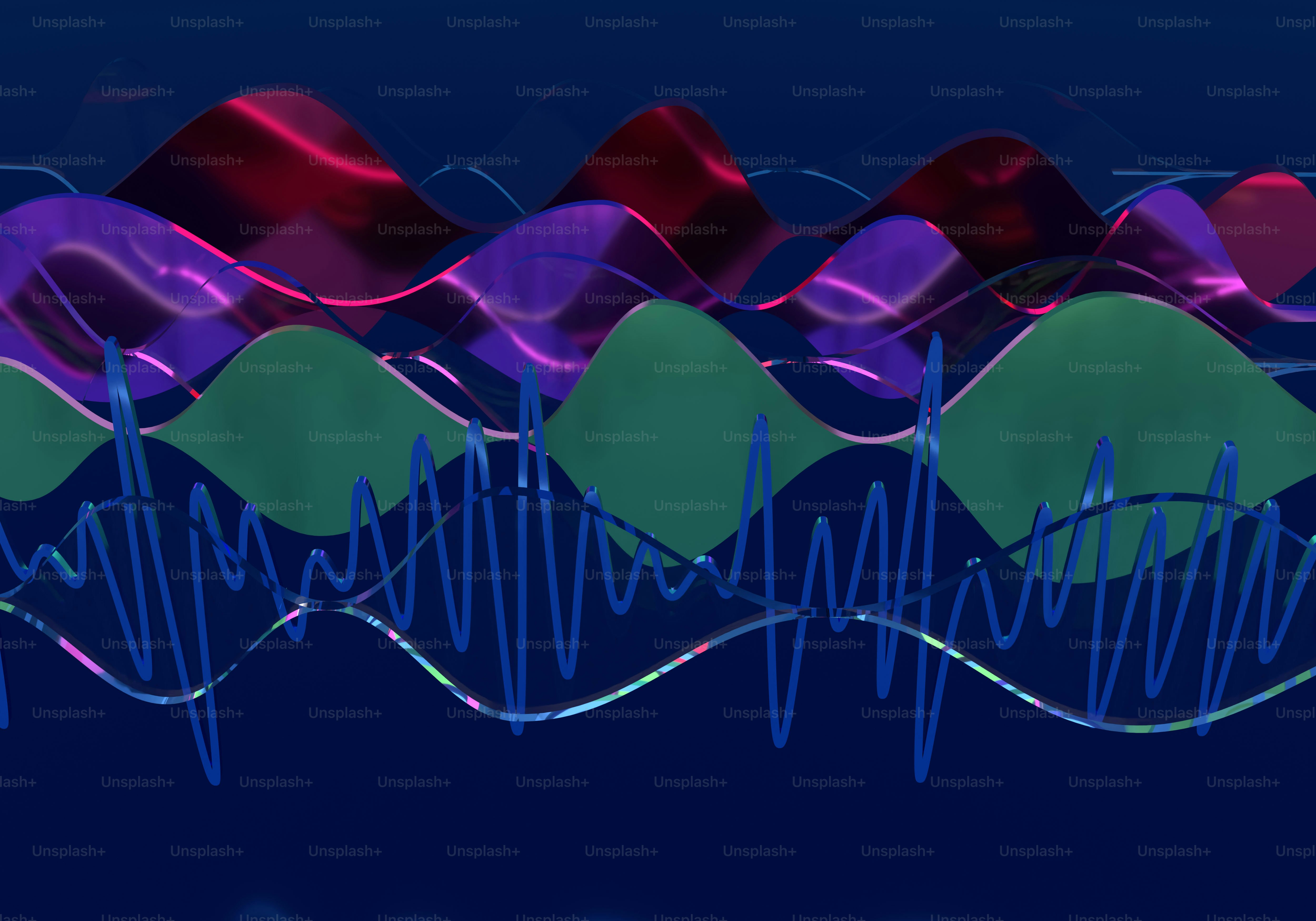 Abstract colorful sound waves on dark background