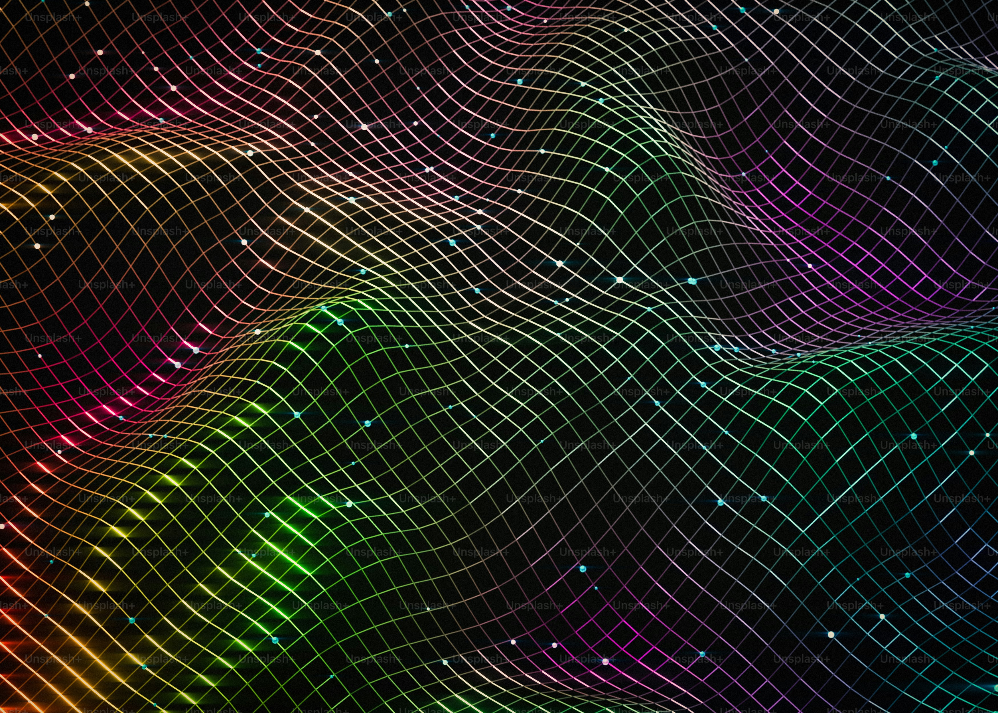 Abstract grid with colorful lights and dots photo – Background Image on ...