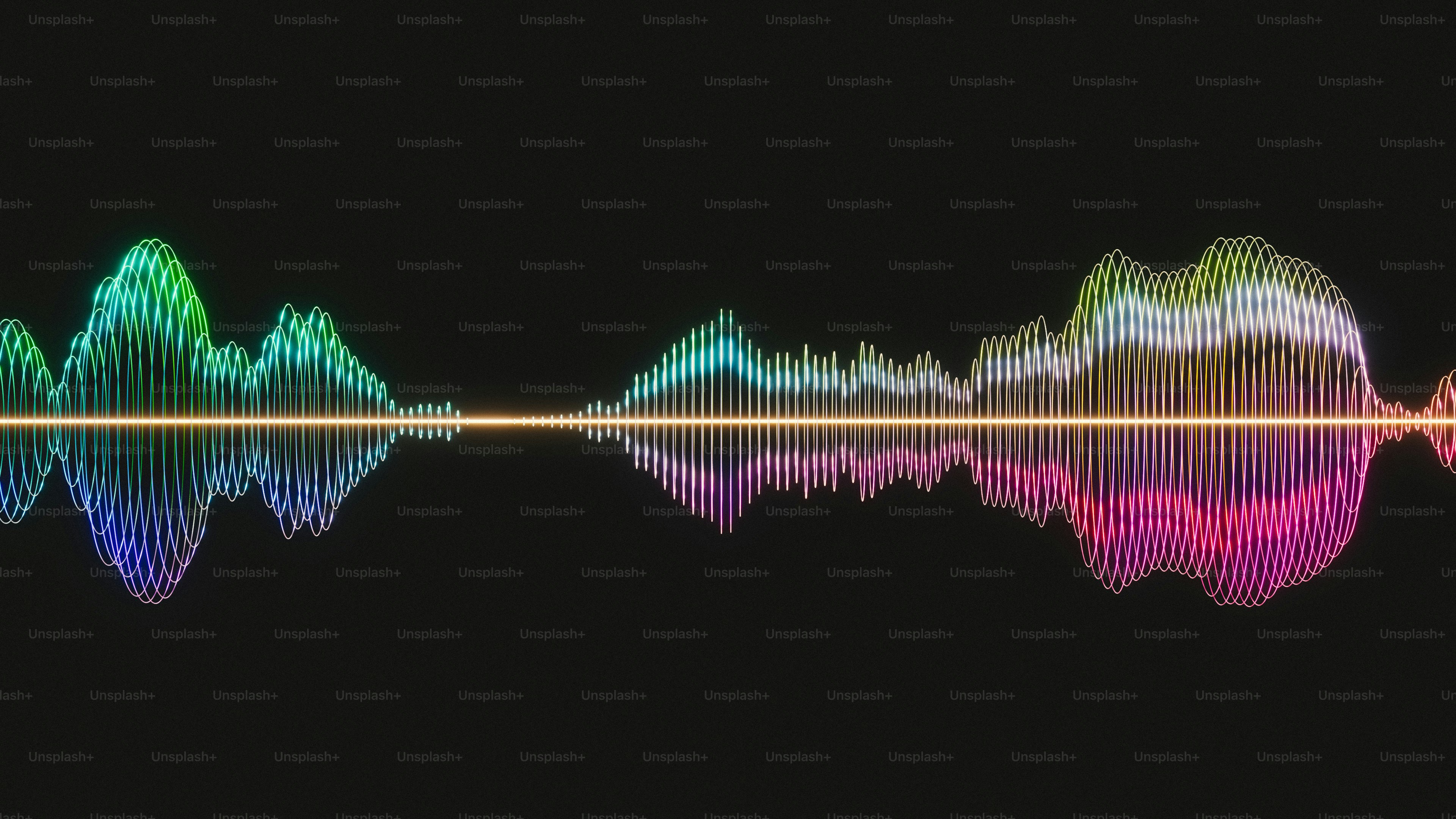 Colorful sound wave visualization on black background