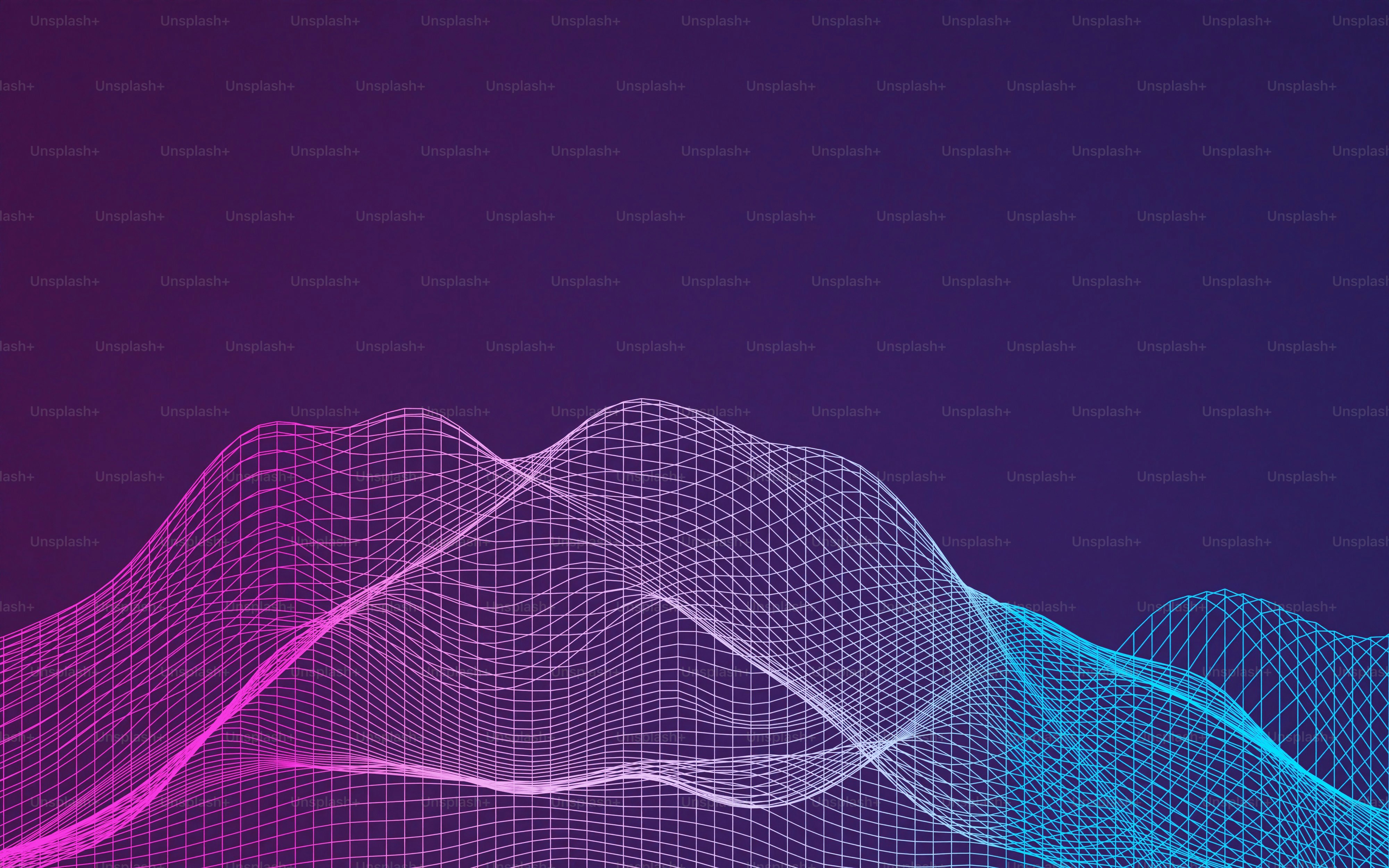 Abstract wireframe landscape with neon pink and blue lights photo ...