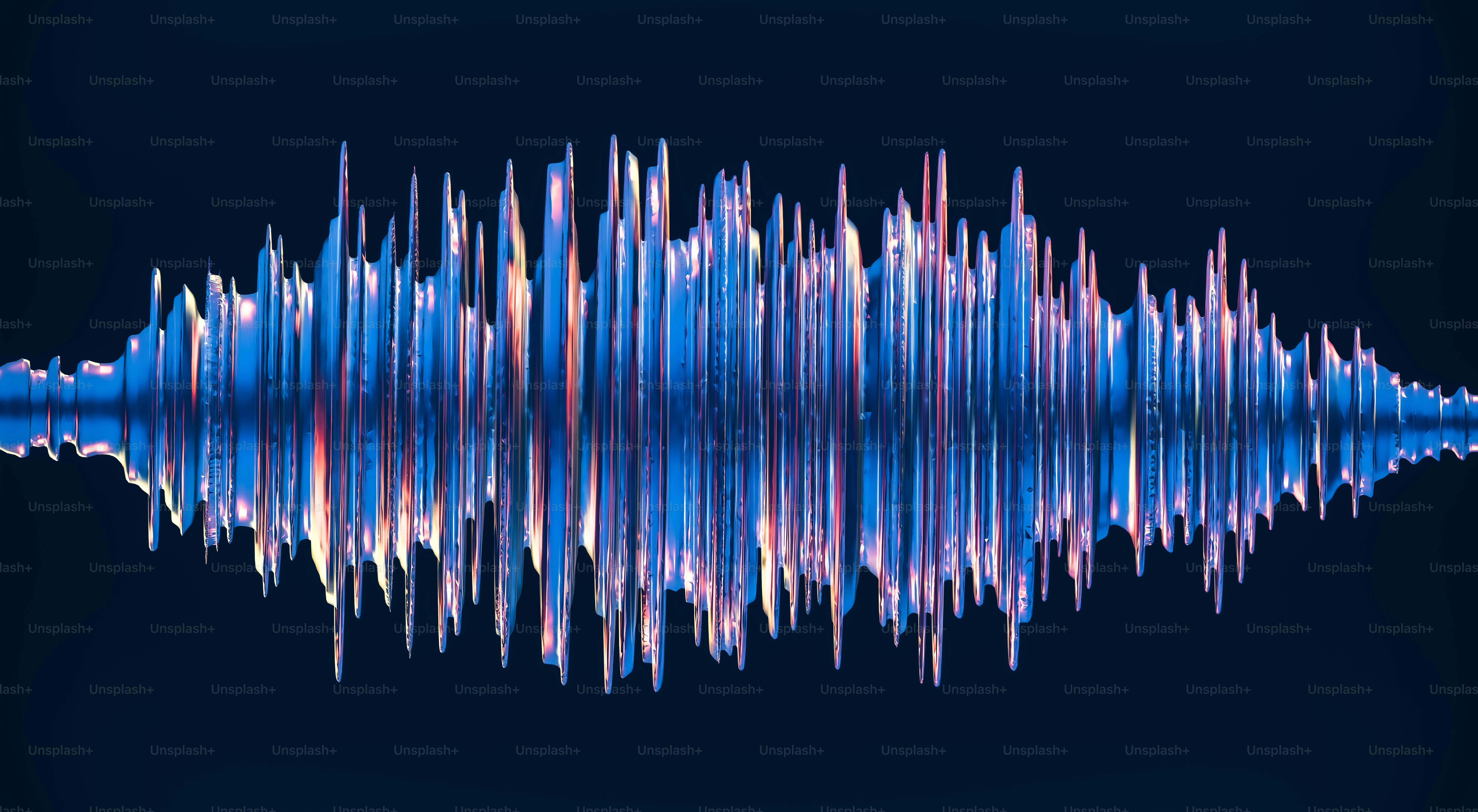 Abstract blue and pink sound wave visualization