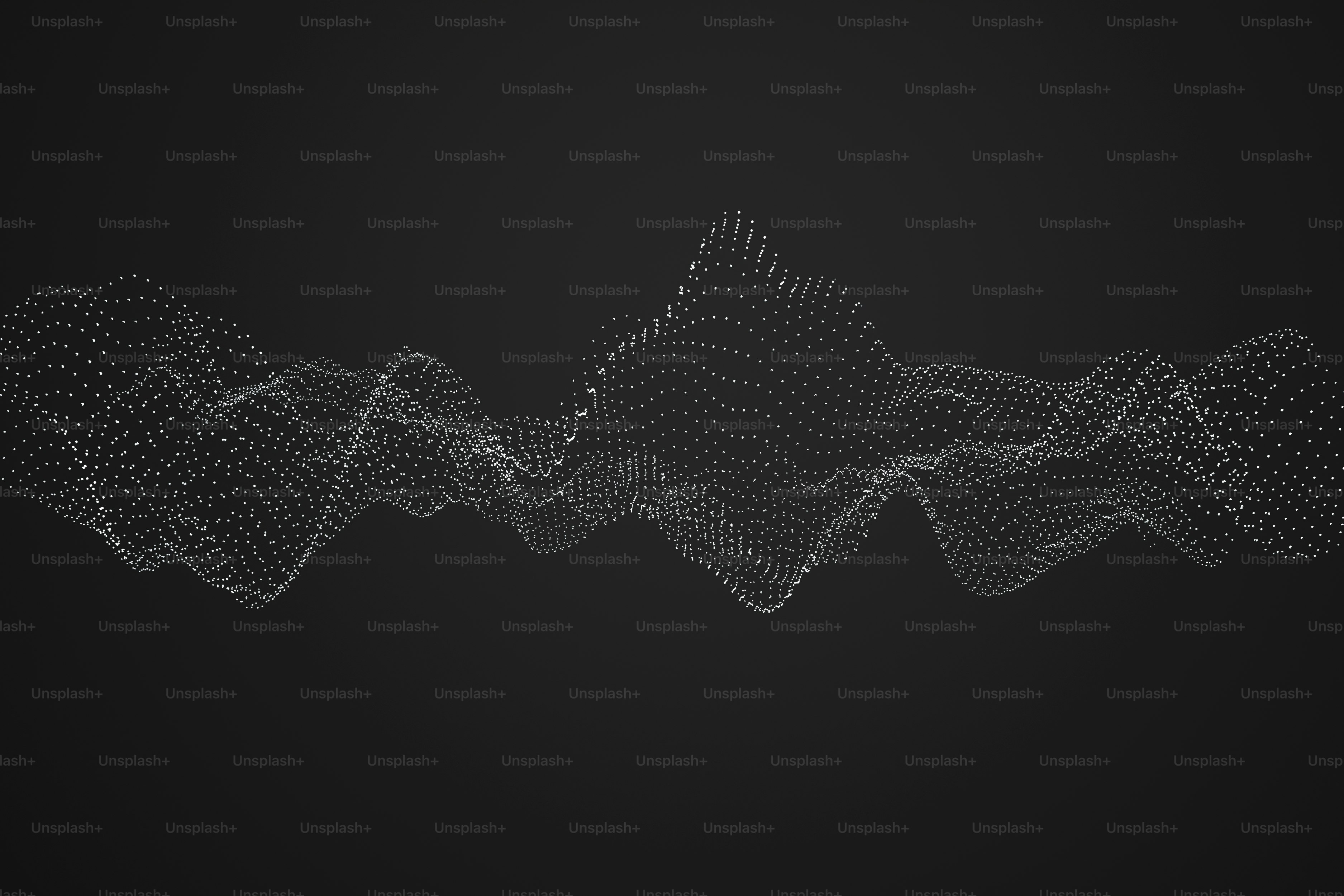 Abstract waveform of white dots on black background