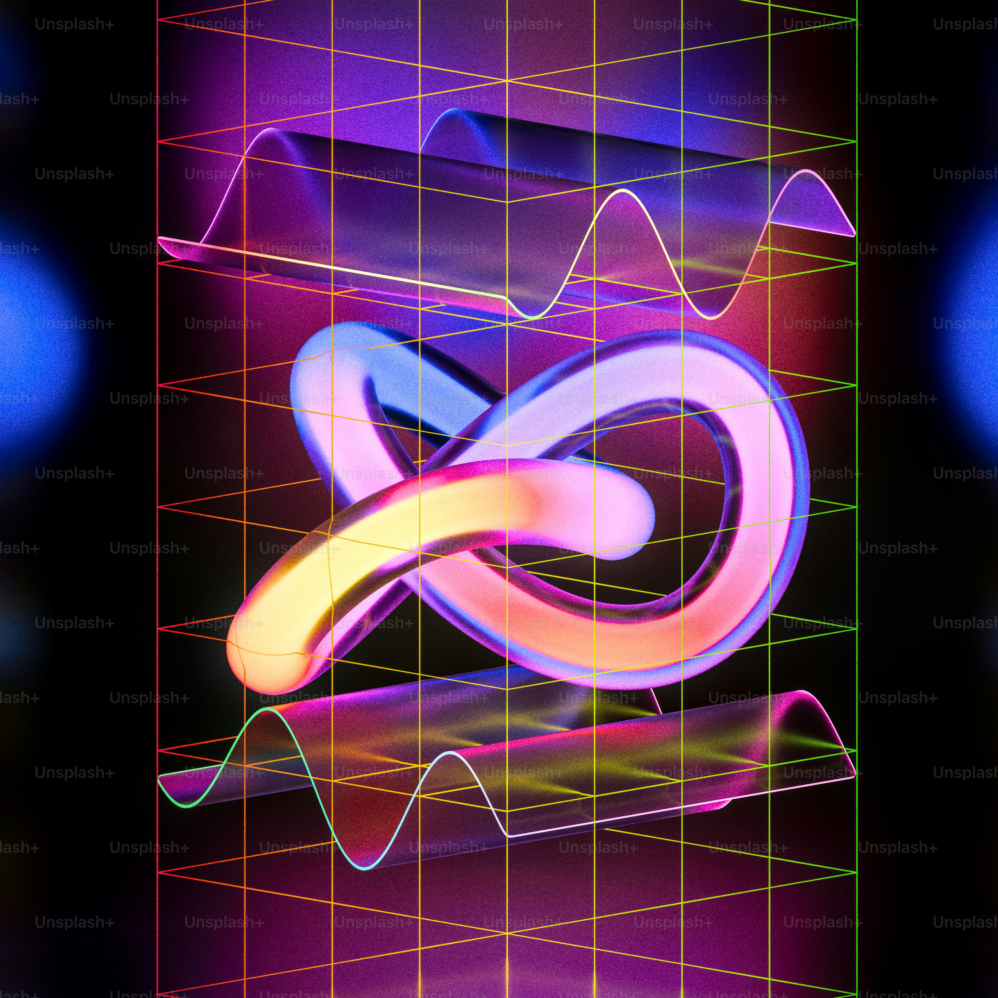 Símbolo abstracto de infinito brillante con gráficos de datos