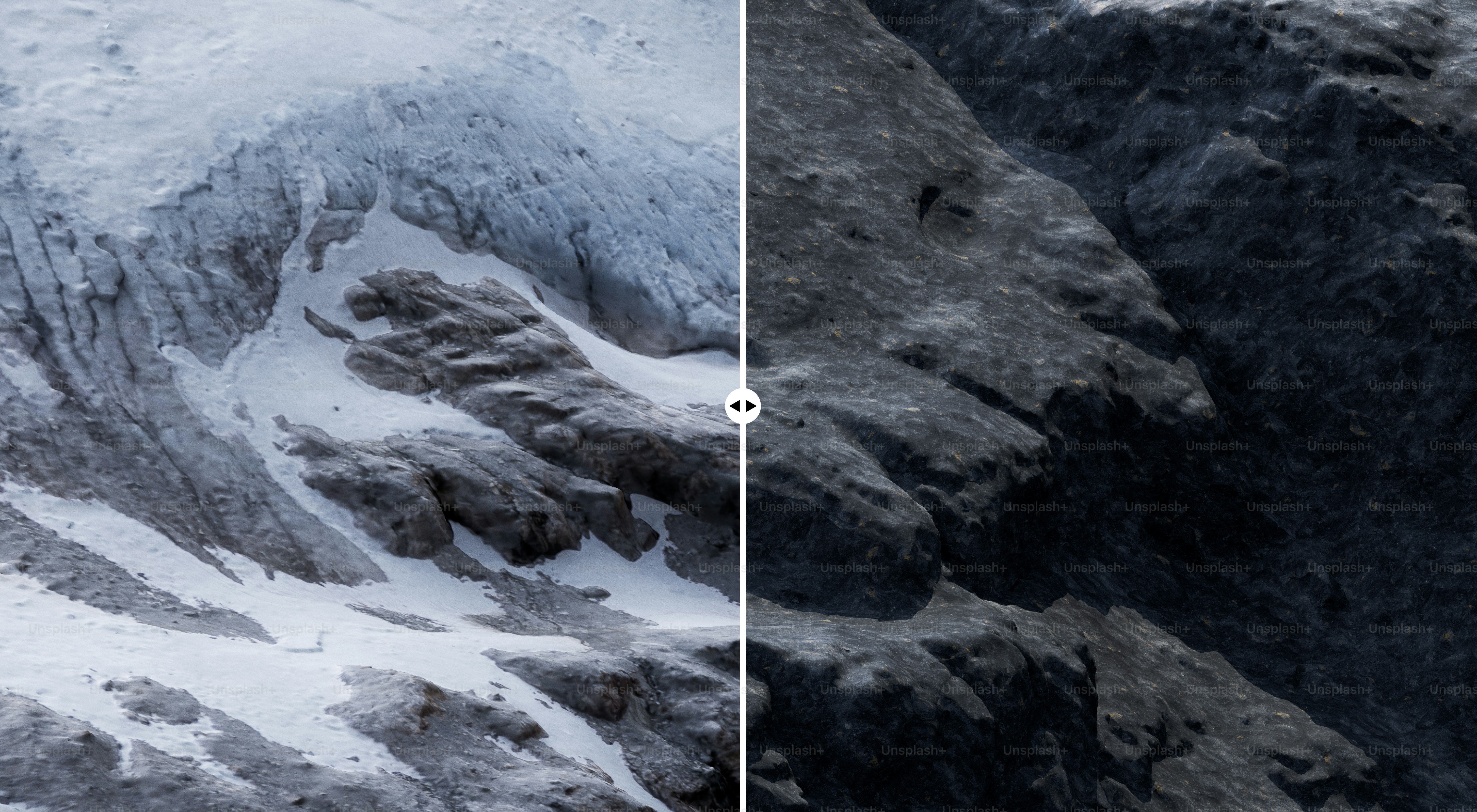 El derretimiento del glaciar revela una roca oscura debajo