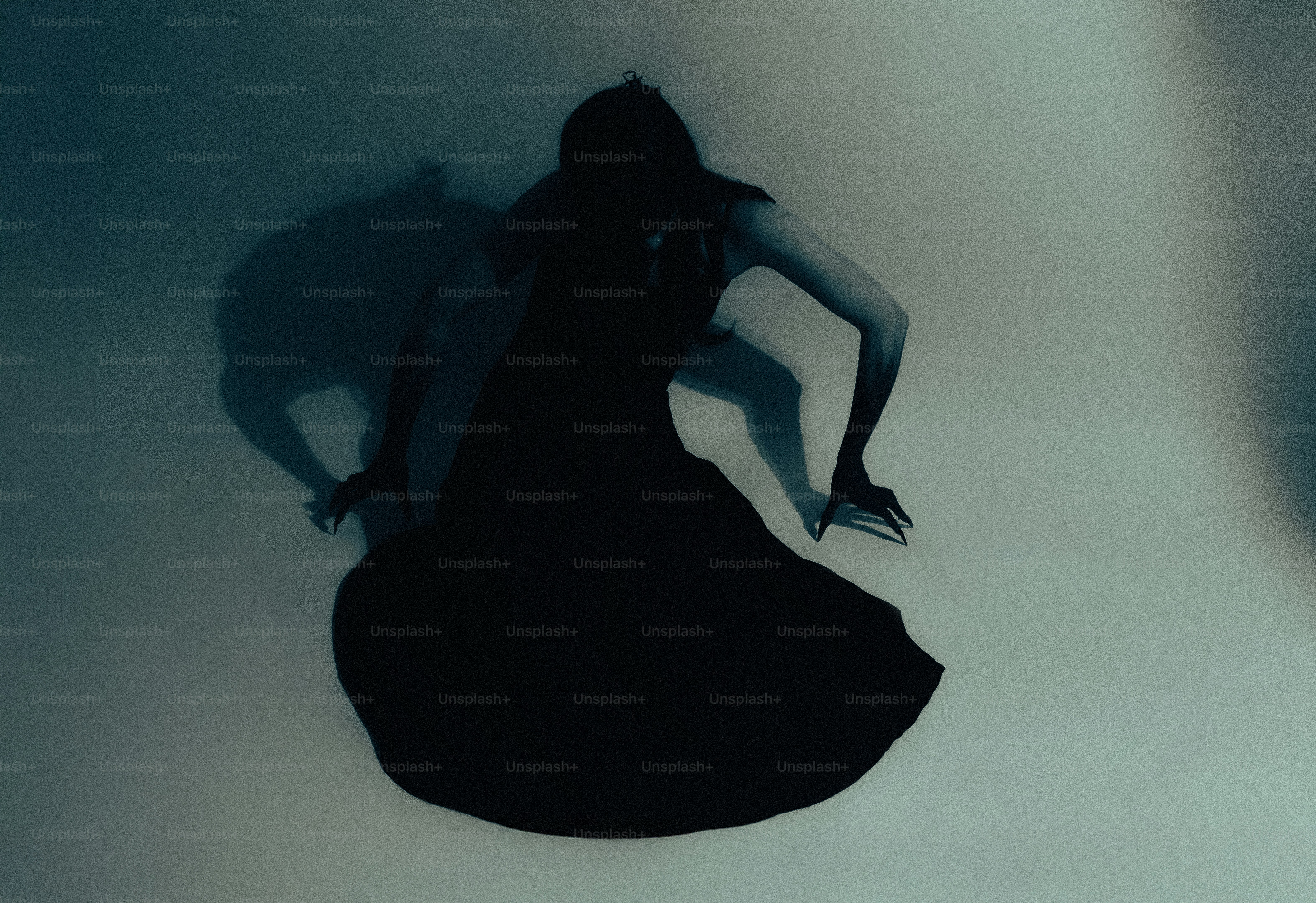 Silhouette of a woman in a dark dress with shadow photo – Dark Image on ...
