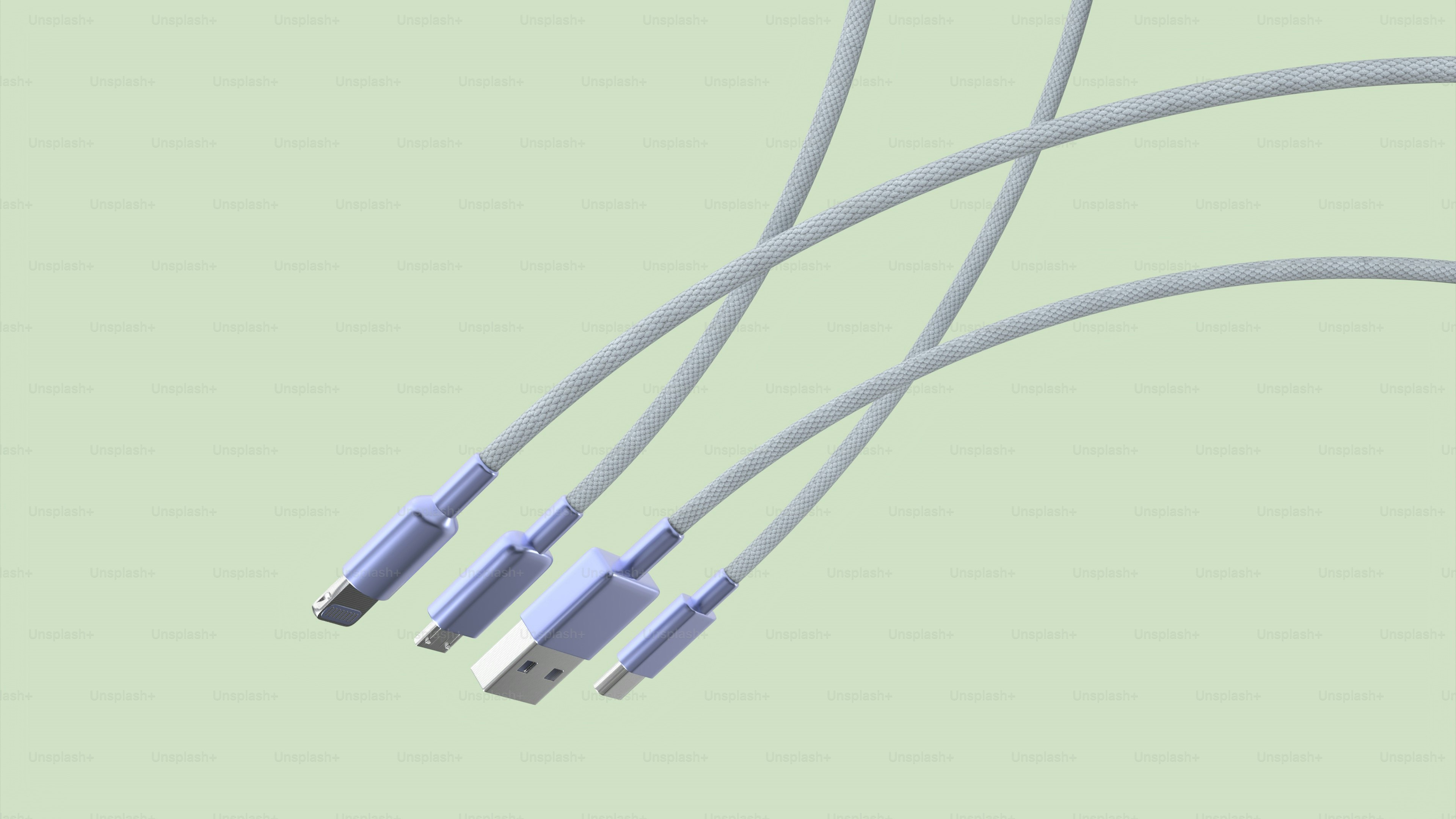 Several charging cables with usb-c and lightning connectors
